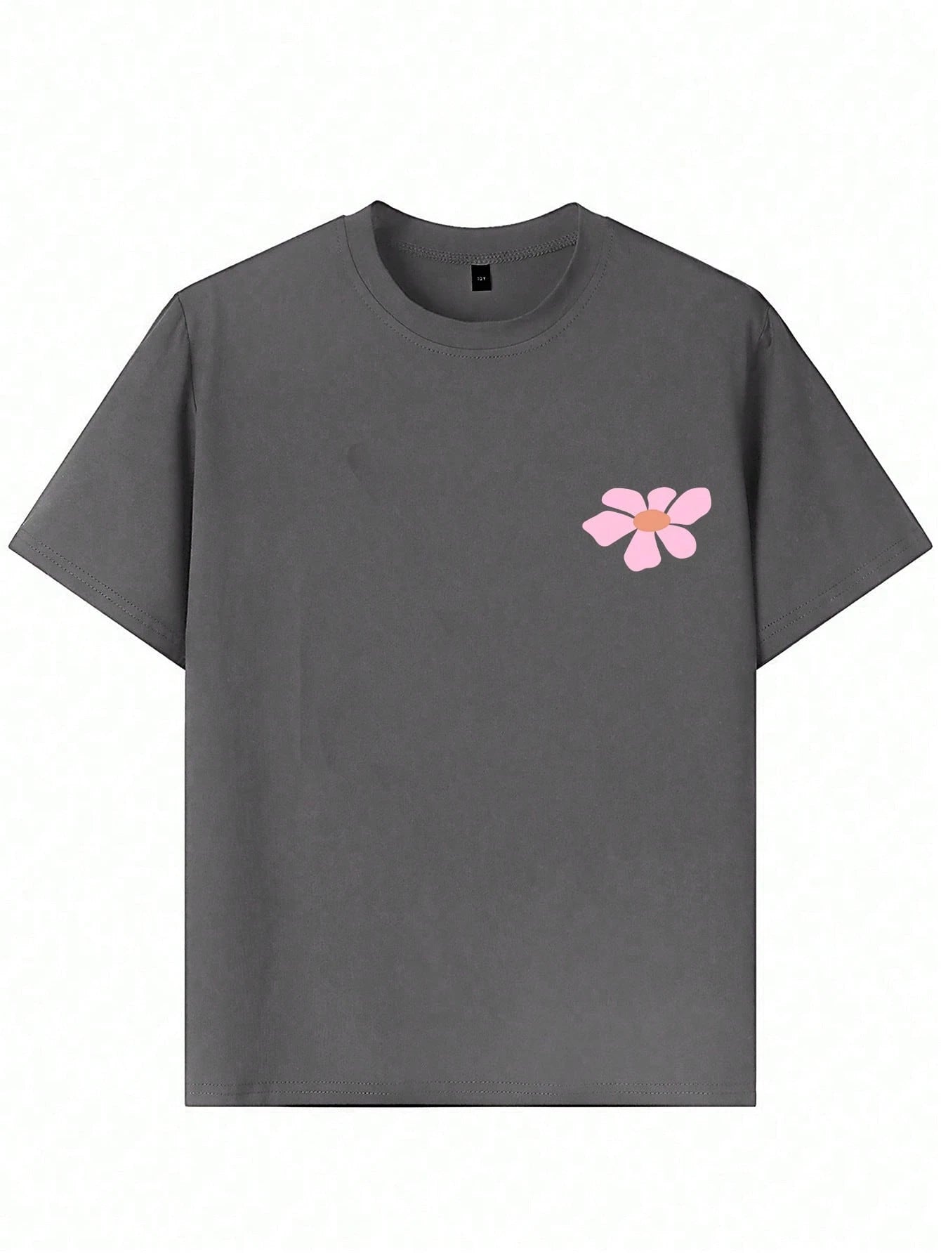Camiseta de manga corta con estampado floral para niña, top informal de verano para adolescentes, cómoda y a la moda para estudiantes jóvenes.
