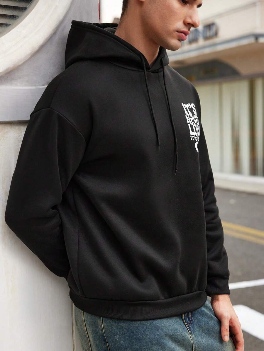 Sudadera con capucha con estampado sencillo Manfinity Dauomo para hombre