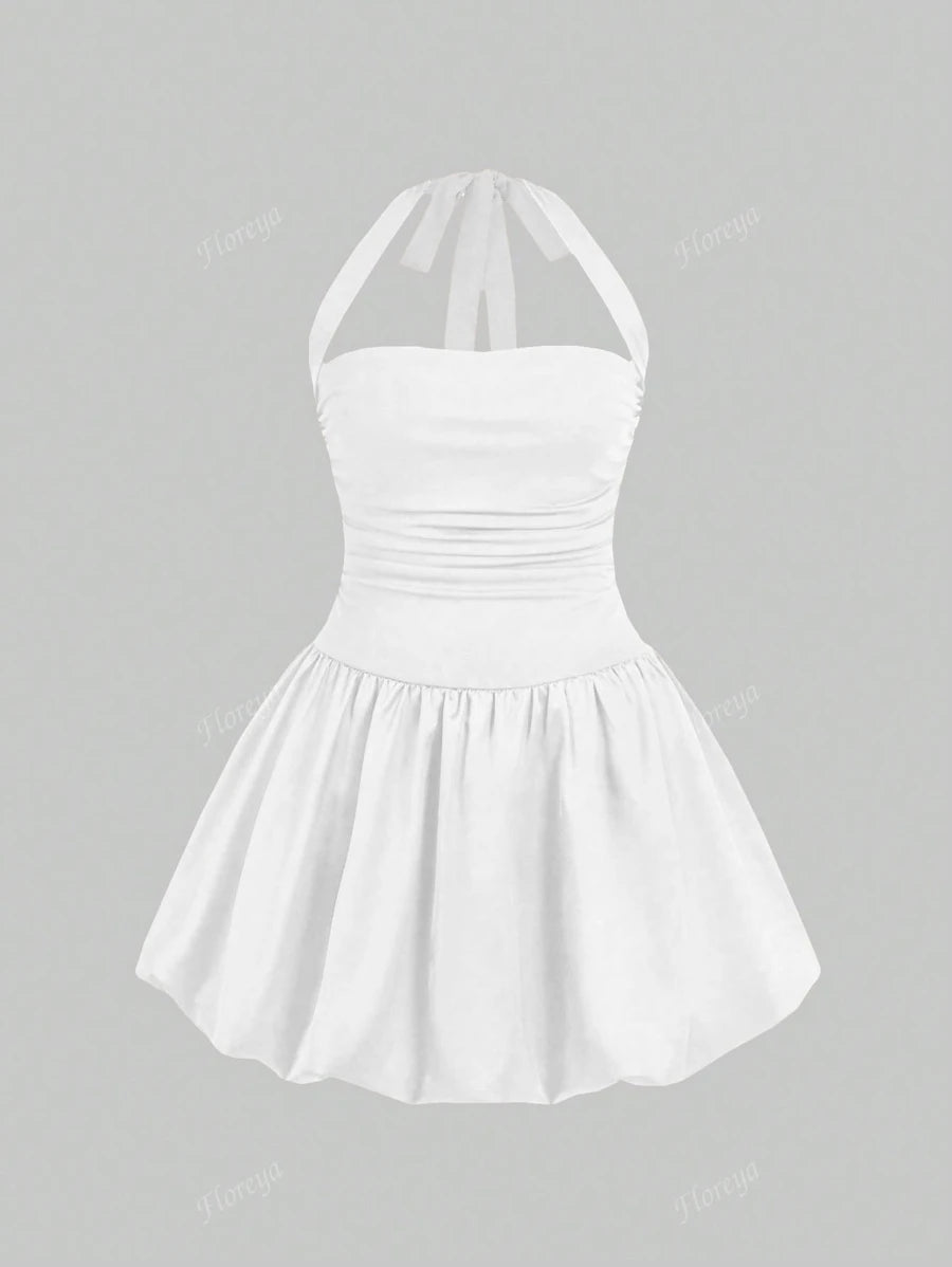 Vestido elegante con cuello halter para mujer, vestido corto de cóctel exclusivo de alta gama para fiestas de graduación, cumpleaños y banquetes.