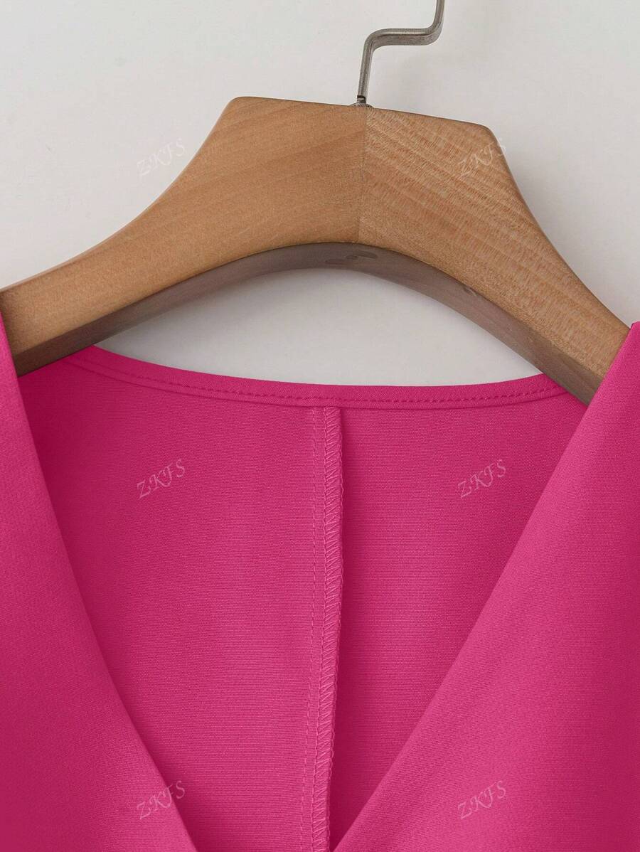 Chaqueta elegante de traje sin mangas con cuello en V para mujer, chaleco con botones delanteros de moda para todas las estaciones.