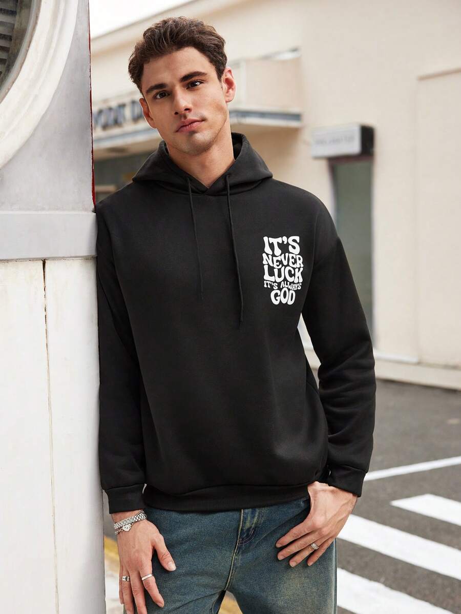 Sudadera con capucha con estampado sencillo Manfinity Dauomo para hombre