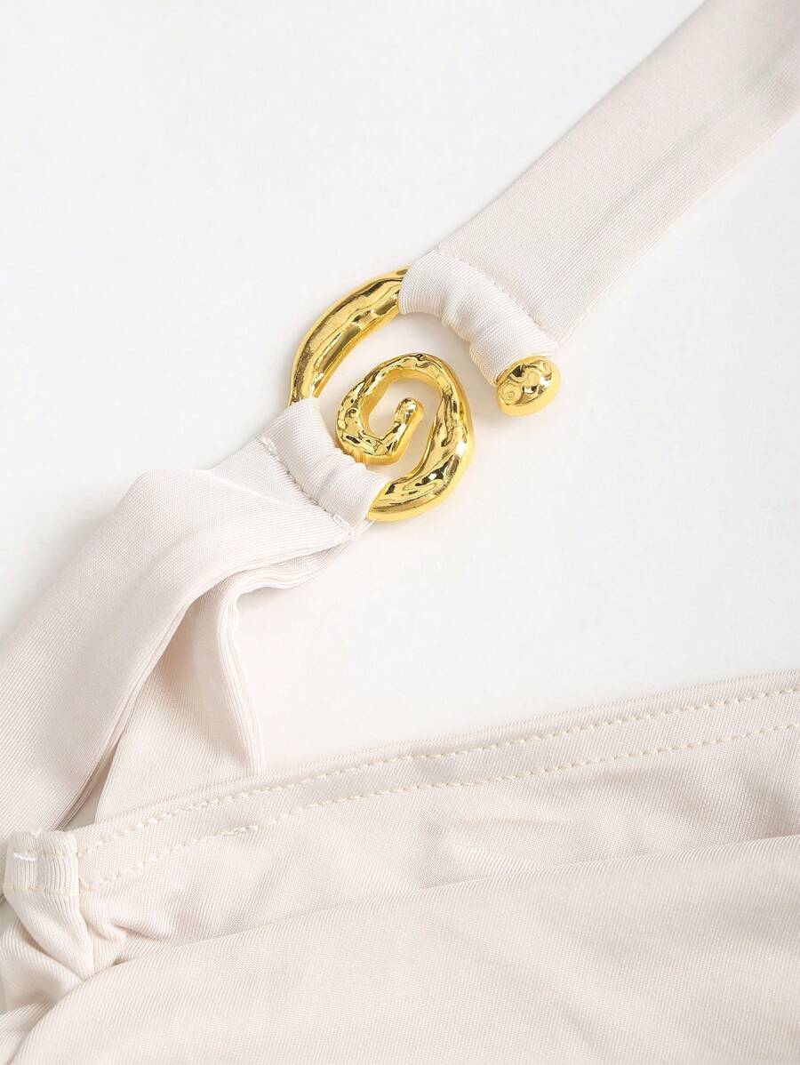 Sweetra - Nuevo collar colgante en espiral dorado con diseño de joyería, minivestido escalonado adelgazante con cintura para mujer