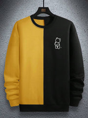 Sudadera holgada con estampado de osito de peluche y eslogan de Manfinity Hypemode para hombre, bicolor, con forro térmico, sudadera con capucha de oso y Winnie Pooh