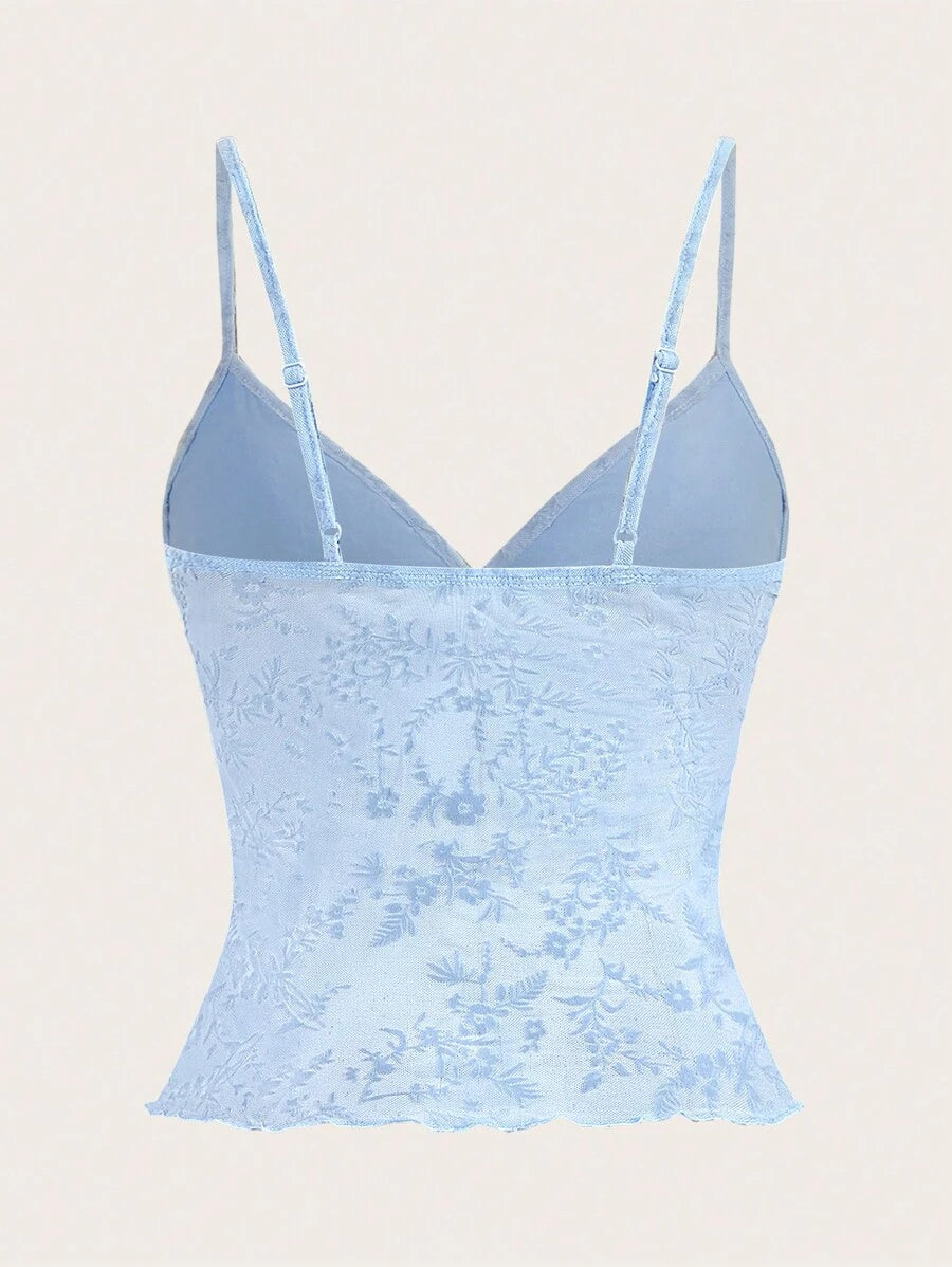 Camisola mini floral flocada de verano para mujer de ICON