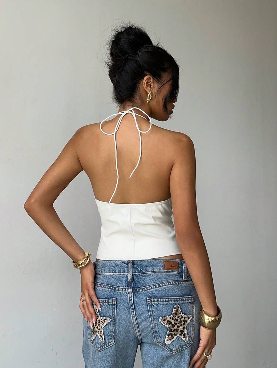 Aloruh - Camiseta sin mangas de color liso para mujer, 1 pieza, moderna para el verano
