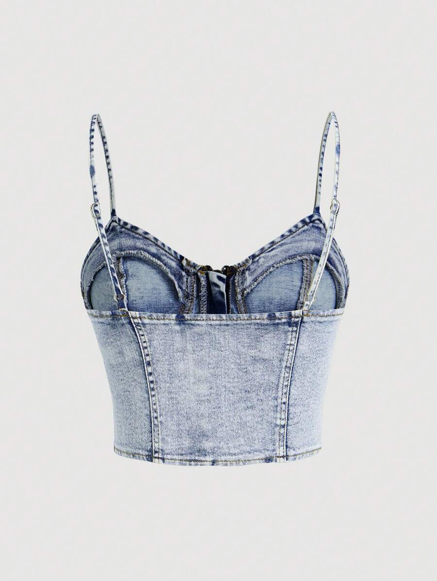 Camisola vaquera informal con cuello con cremallera para mujer MOD