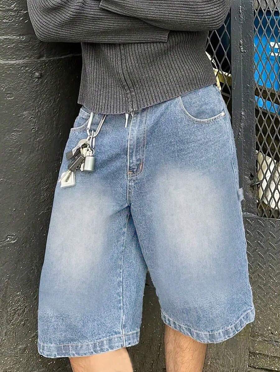 Bermudas vaqueras informales de pierna ancha y holgadas para hombre