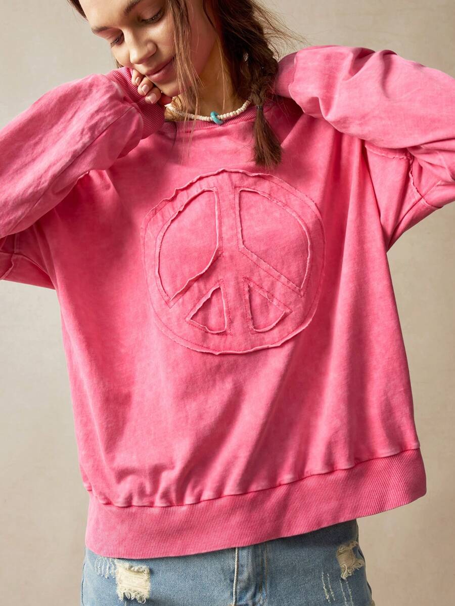 Sudadera informal de punto de color liso para mujer de Bohemela, cuello redondo, manga larga y corte holgado