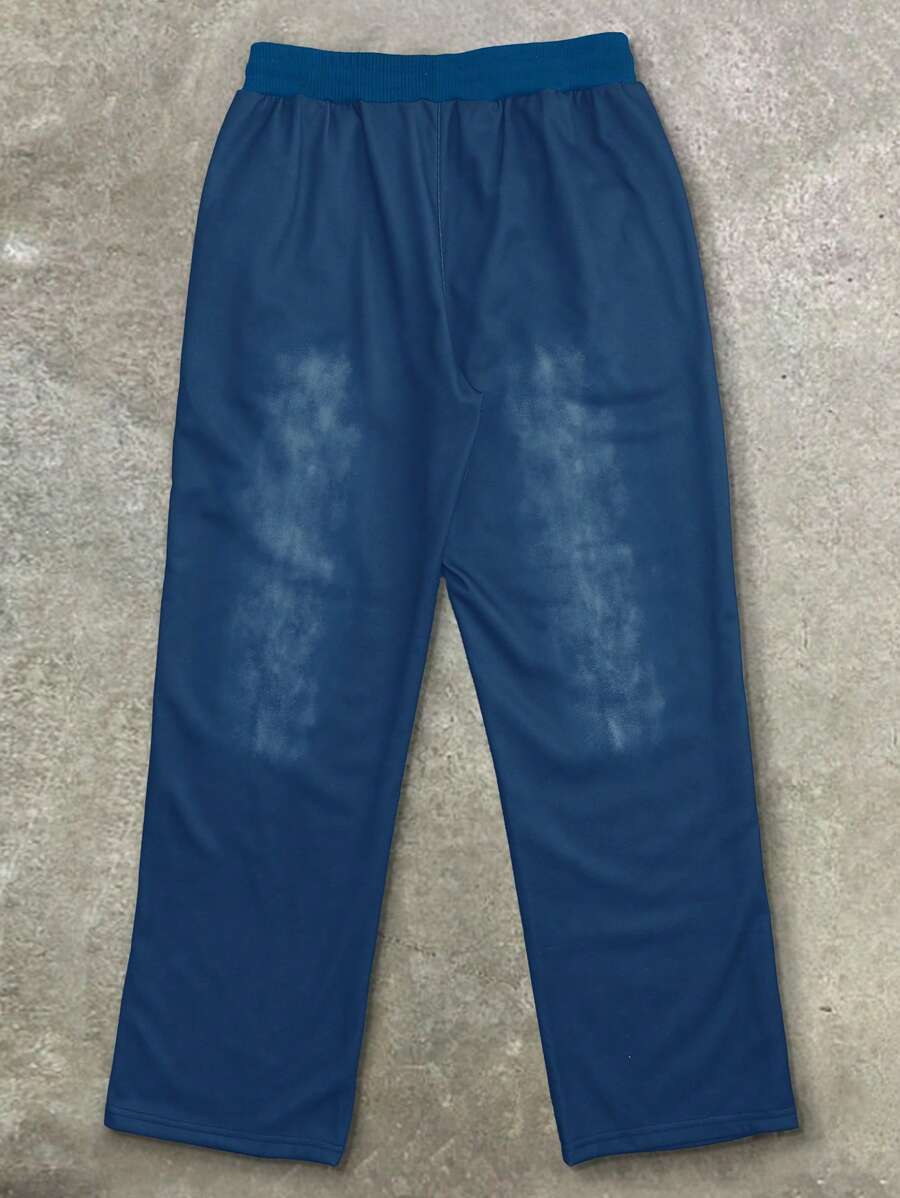 Pantalones deportivos casuales con bolsillos y estampado de letras y lazo delantero para hombre de Manfinity Streetrush, para uso diario, para fiestas