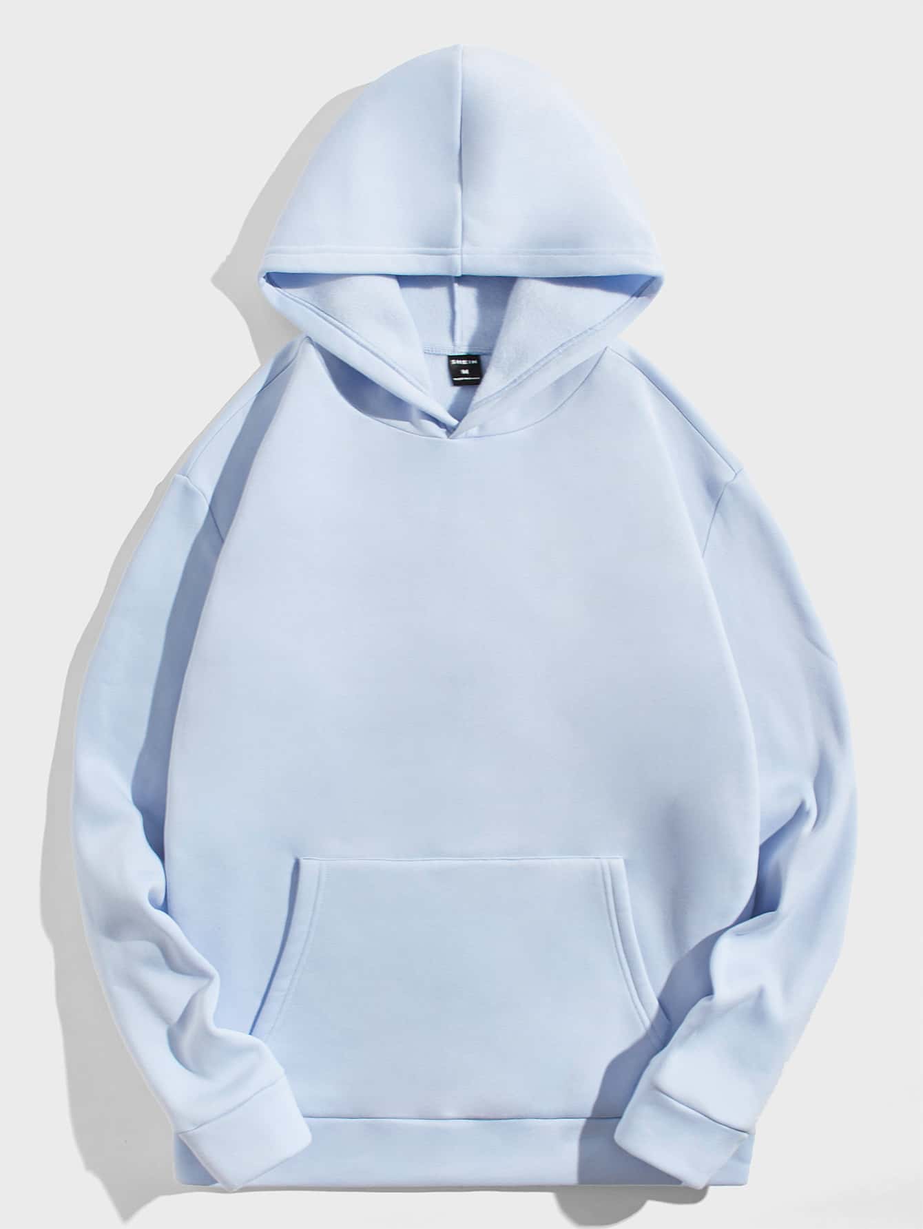 SWAVVY - Sudadera con capucha y forro térmico con cordón y estampado de oso para hombre, manga larga, gruesa e informal, color azul claro, ideal como regalo para amigos, esposos y novios.