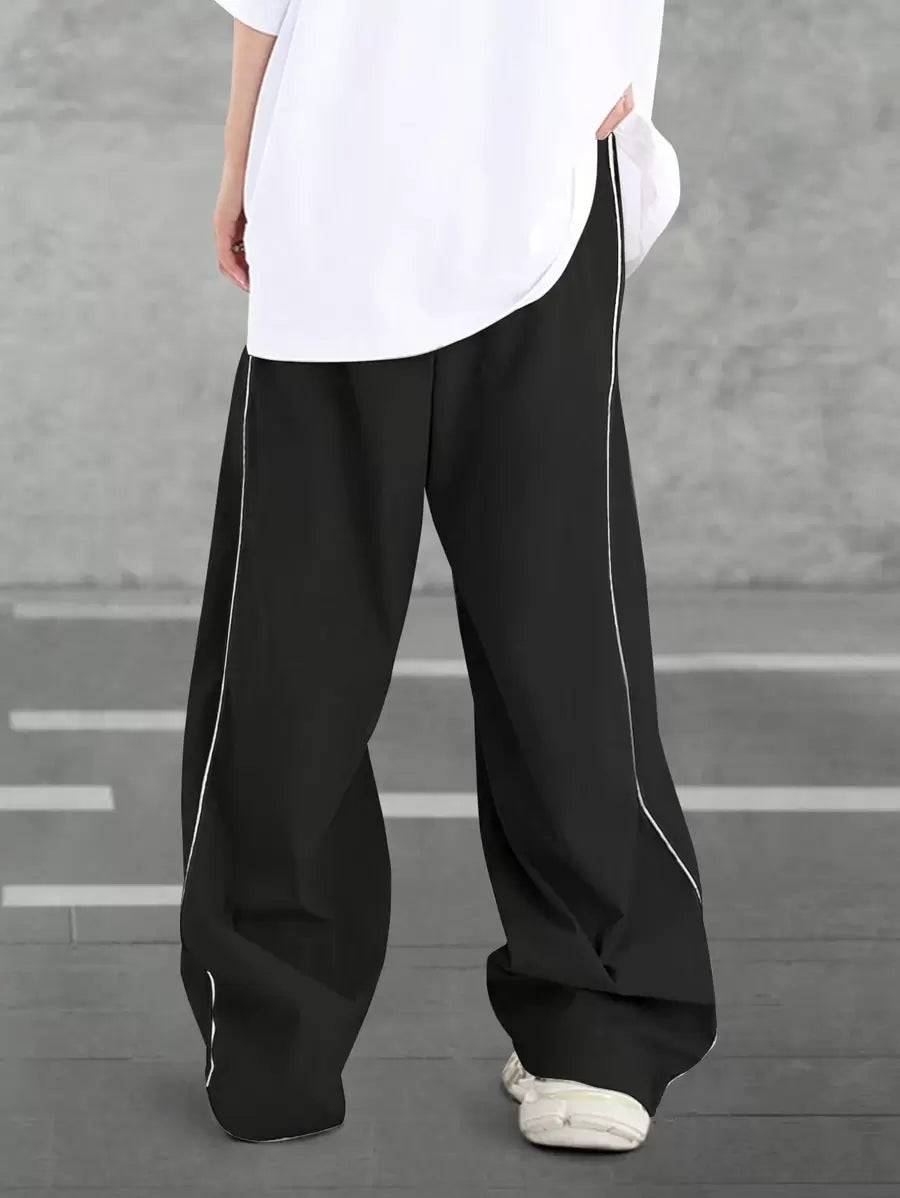 Pantalones extragrandes con cintura con cordón y ribete en contraste para hombre de Manfinity Hypemode
