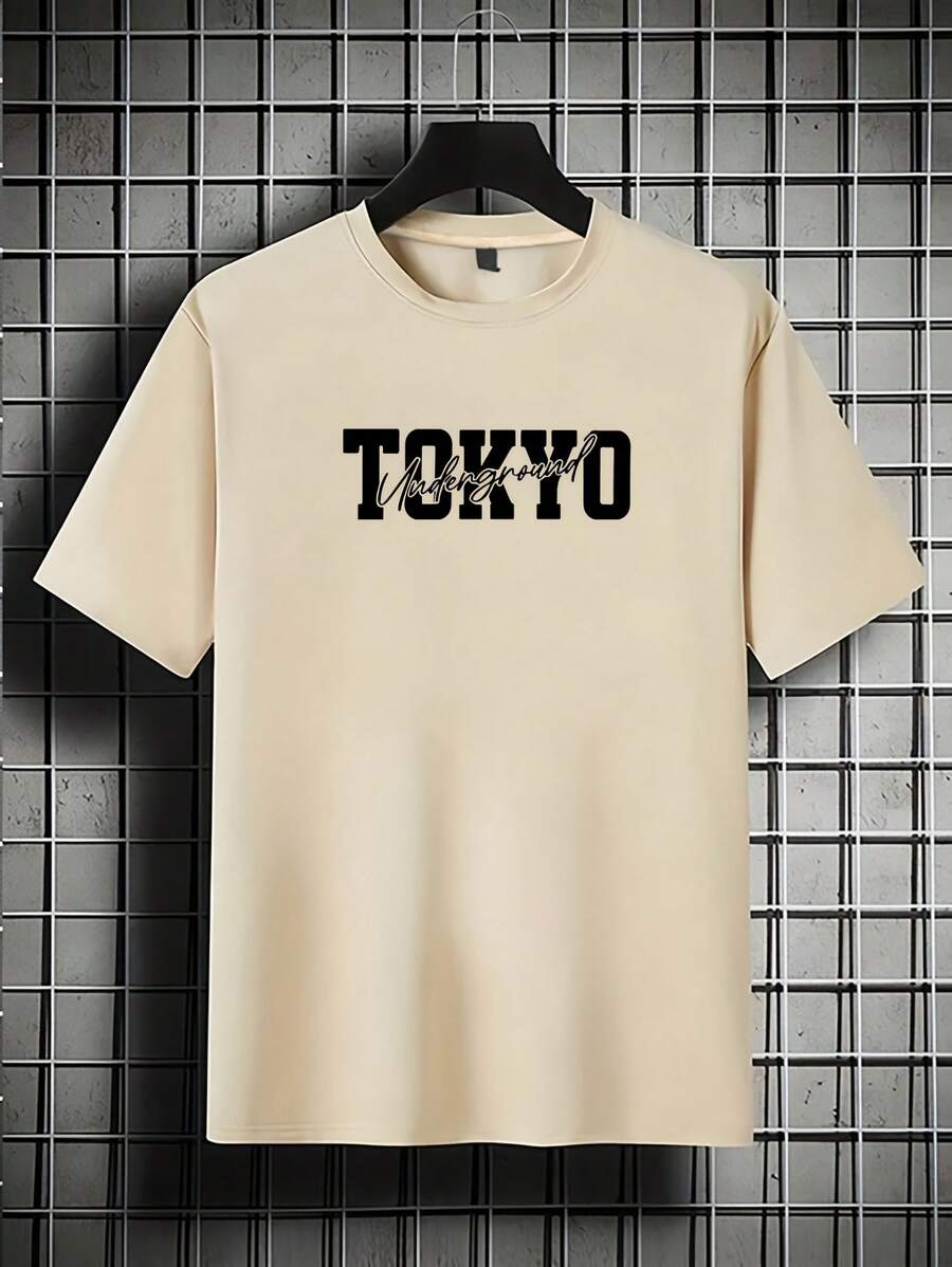 Camiseta holgada de manga corta estampada para hombre, diseño elegante, esencial para el verano, fácil de combinar.