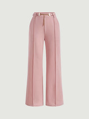Pantalones de traje de pierna ancha con cinturón sólido MOD