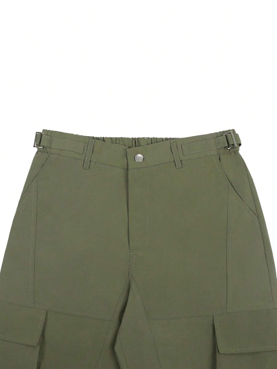 Pantalones cargo caqui informales Manfinity LEGND para hombre, corte holgado, recto, color liso, con múltiples bolsillos. Adelgazantes, color caqui, ideales para San Valentín.