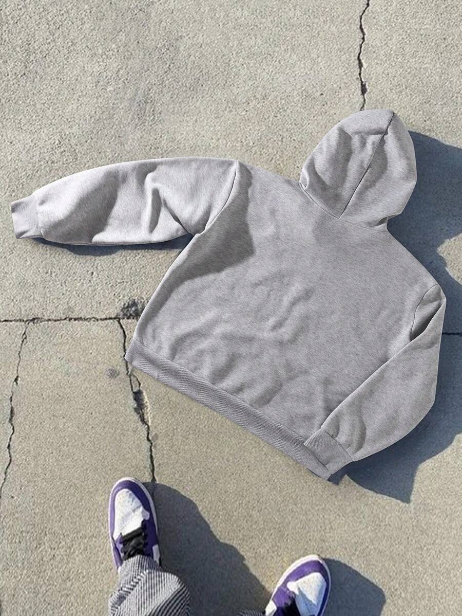 Sudadera con capucha informal Manfinity EMRG para hombre con estampado de eslogan y pentagrama, hombros caídos, manga larga, cuello con cremallera, otoño-invierno