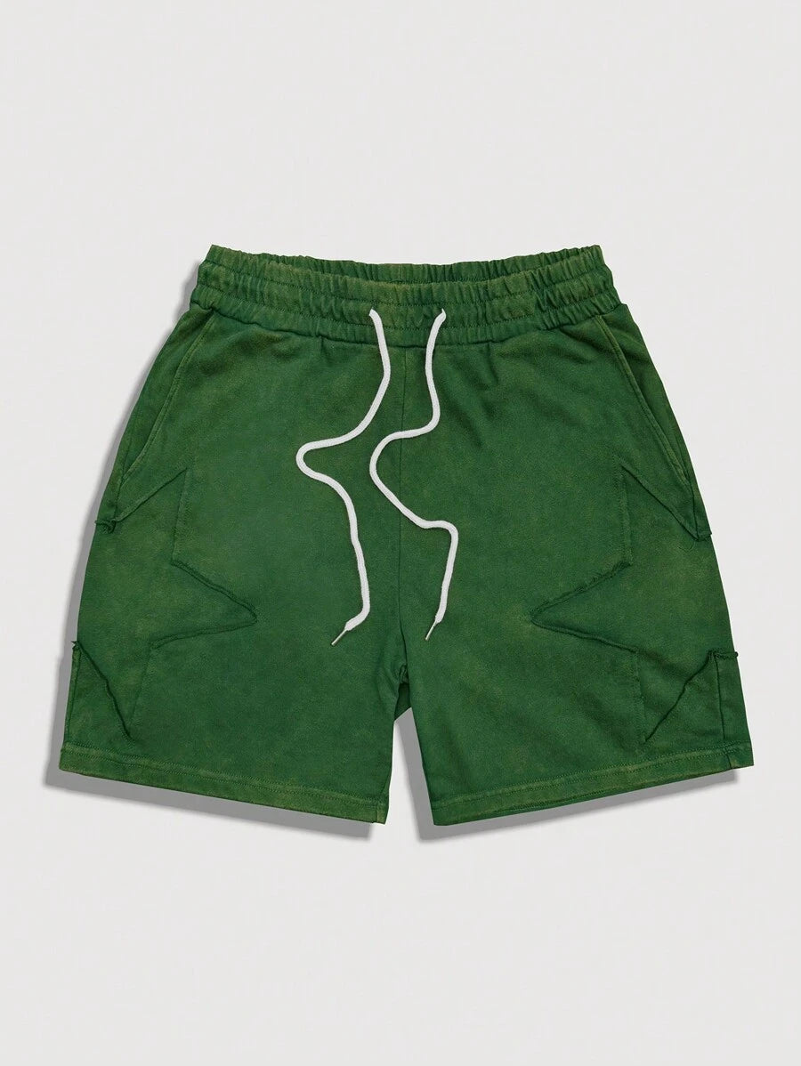 ROMWE MEN Street Life - Pantalones cortos casuales de color liso con bolsillo frontal y lazo para hombre, para uso diario