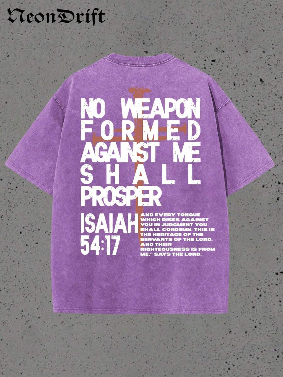 Y2K,NO WEAPON FORMED AGANST ME SHALL PROSPER,5417,My Love....Retro Washed Heavy Cotton Wash T-Shirt, Multiple Colors To Choose From, A Surprise Gift For Family And Friends