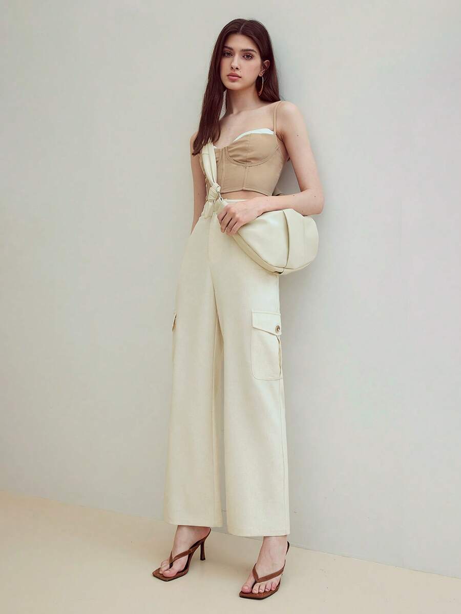 PANTALONES DE LINO CON BOLSILLOS INCLINADOS MOTF