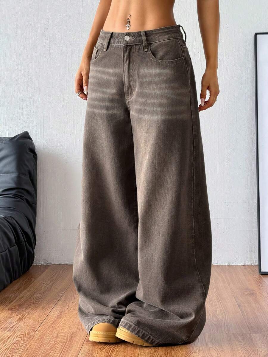 Coolane - Vaqueros casuales y versátiles para mujer con bolsillos, pantalones anchos y holgados, conjuntos de verano para mujer, color caqui