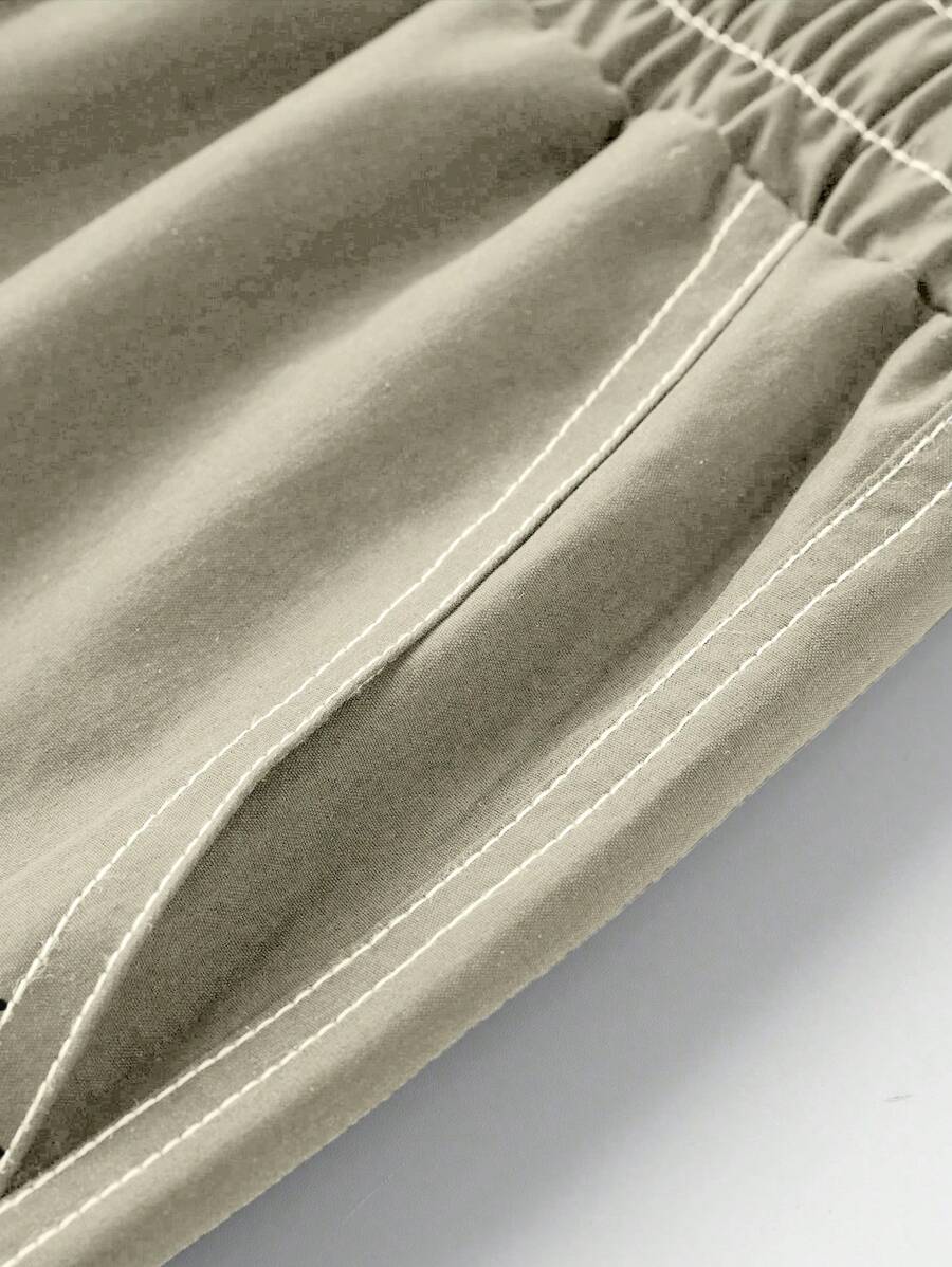 Pantalones cargo rectos Manfinity Hypemode para hombre, informales, con cordón y cintura ajustable, de pierna ancha.