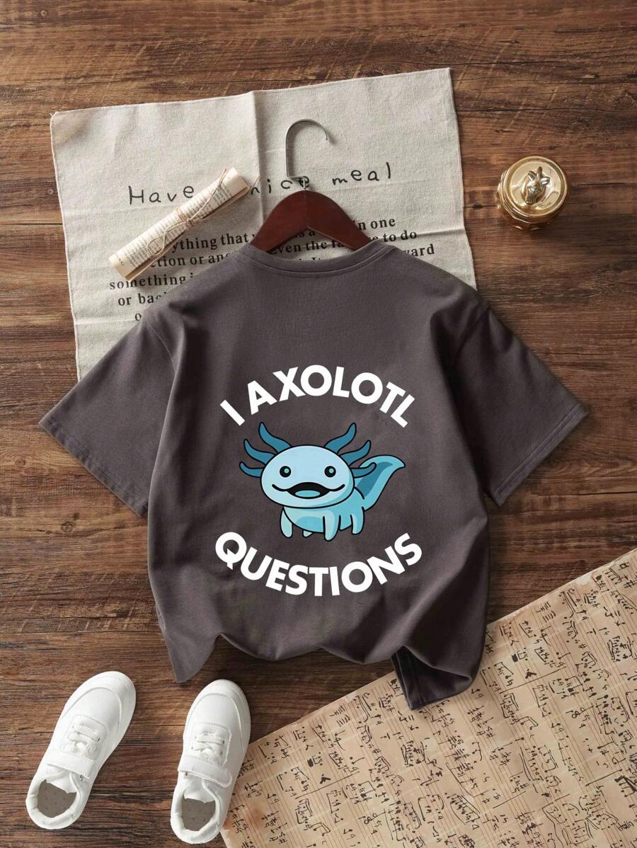 Camiseta informal de manga corta con cuello redondo y estampado divertido para niños preadolescentes, verano