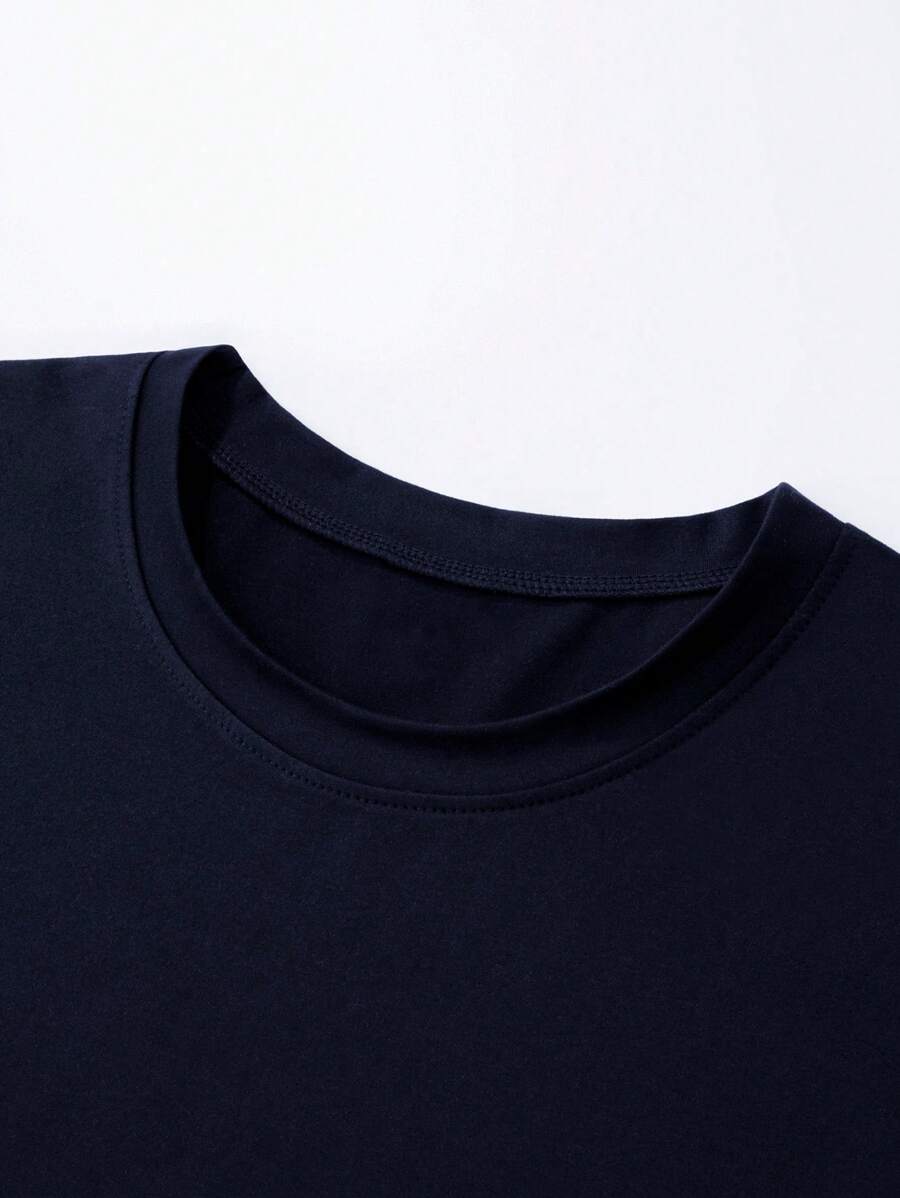 Camiseta informal de manga corta con cuello redondo y estampado para niños y adolescentes, tops de verano