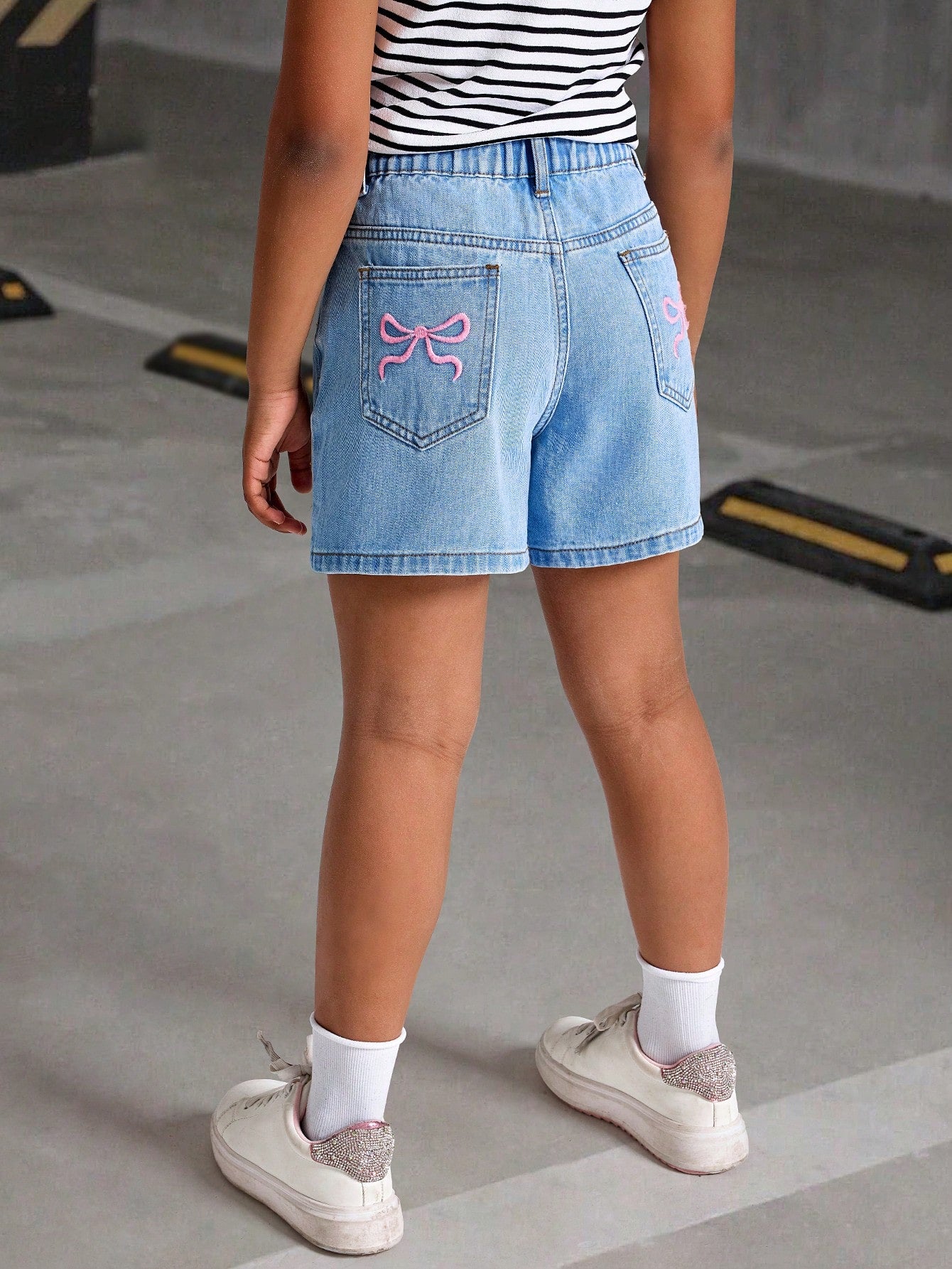 Shorts vaqueros minimalistas informales para niñas preadolescentes, uso diario