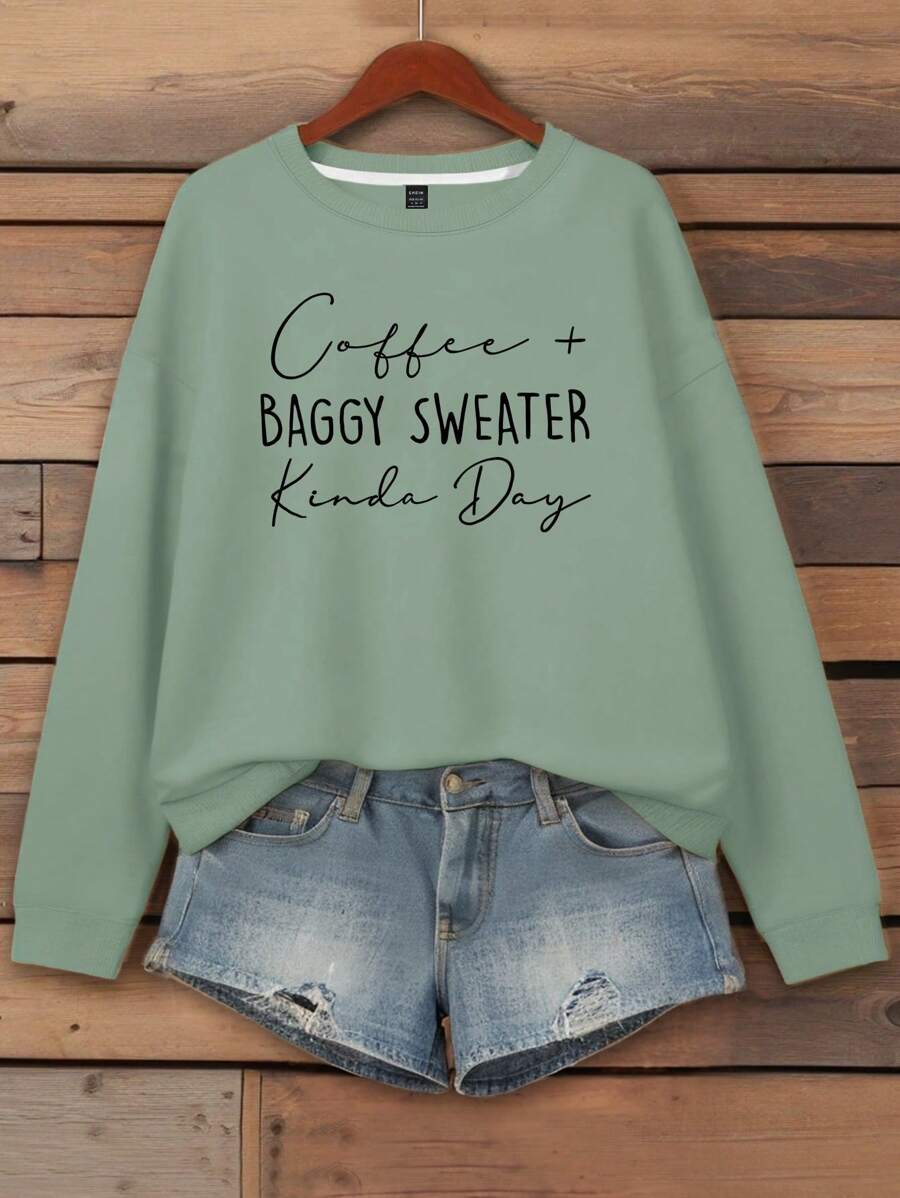 Sudadera con capucha y cuello redondo con estampado de letras para mujer de EMERY ROSE, camisetas de manga larga para graduación, regreso a clases, trajes de maestra para mujer, regreso a clases.