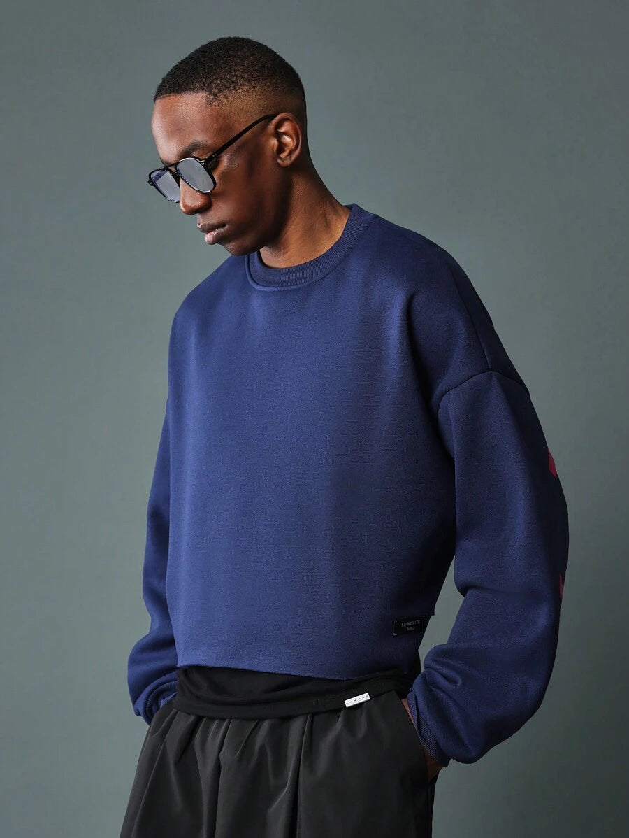 Sudadera de diseñador SUMWON con estampado de letras en la espalda, colección de ropa urbana internacional, otoño e invierno, corte corto, manga larga, estilo urbano informal.