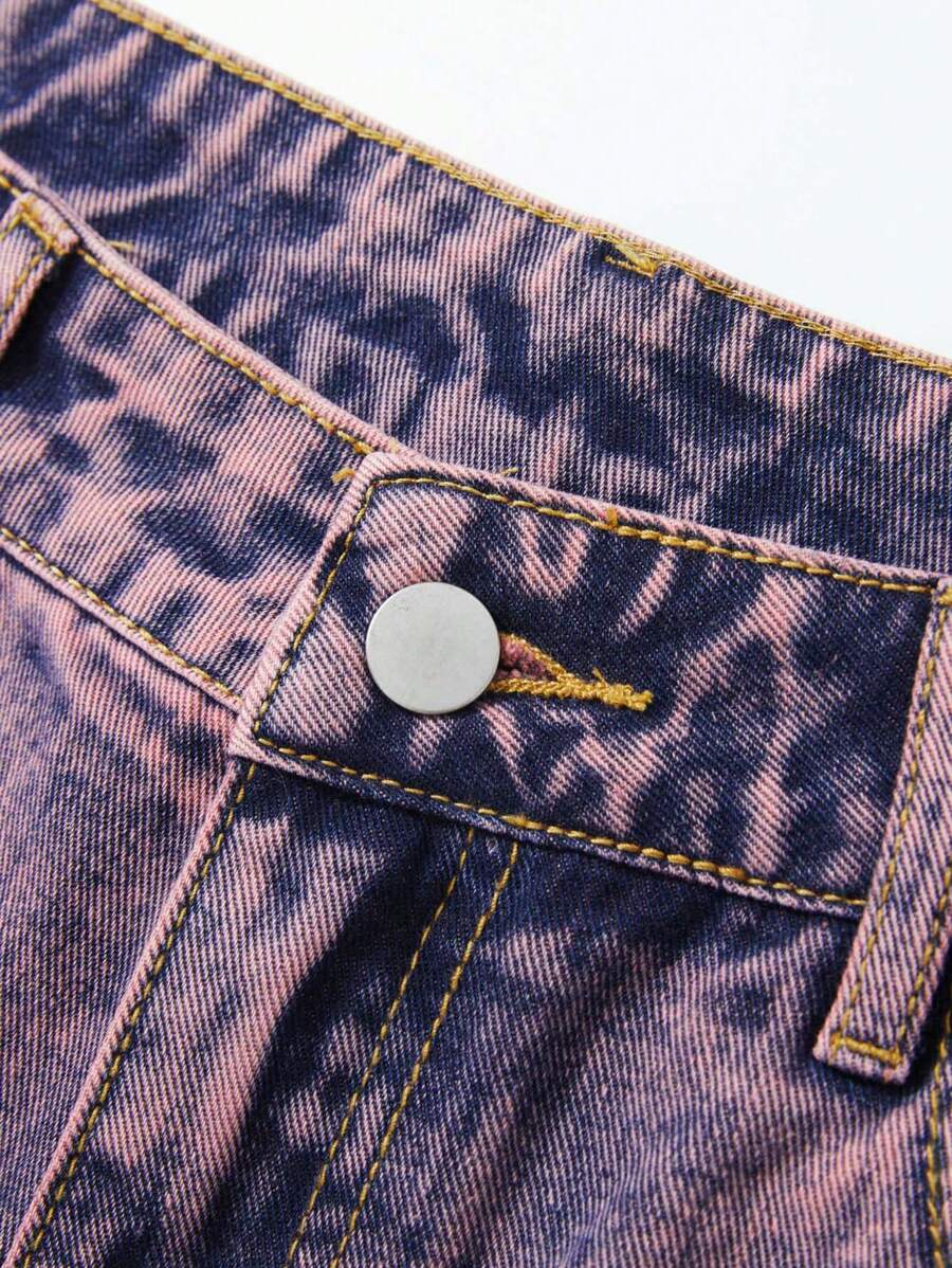 ROMWE MEN Street Life - Pantalones cortos vaqueros casuales versátiles con bolsillo y flecos de estrella de cinco puntas para hombre