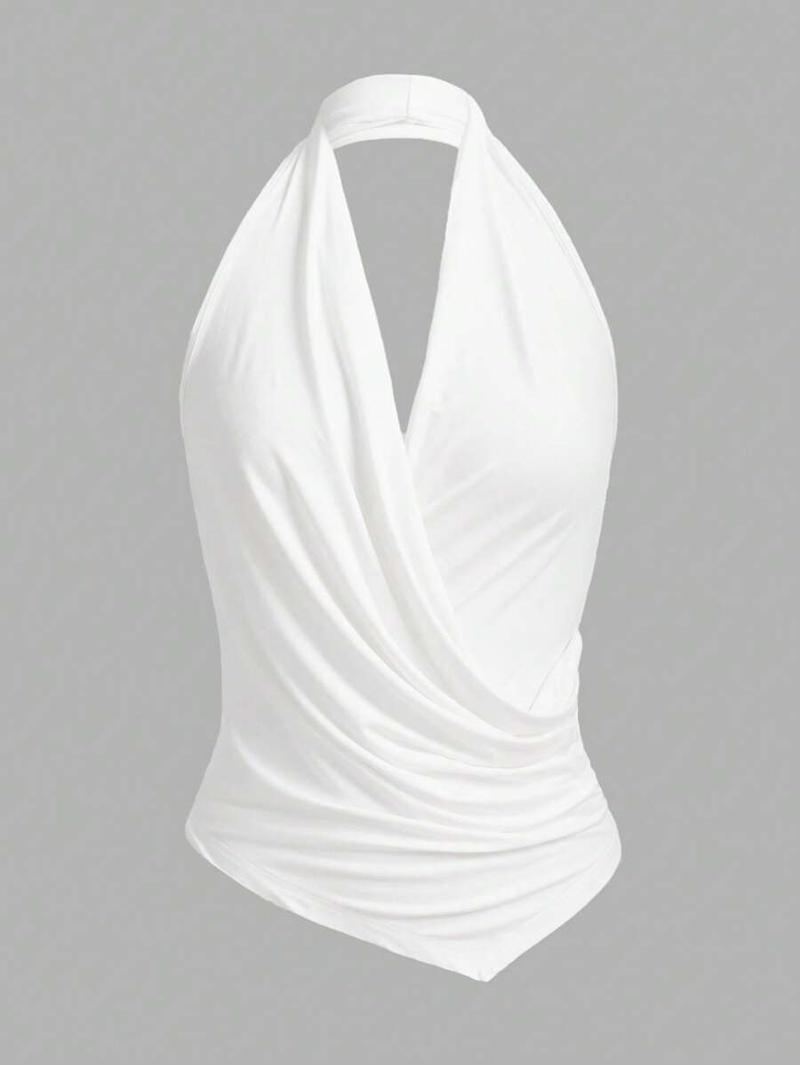 Camiseta sin mangas con cuello drapeado y dobladillo asimétrico ICON para mujer, Rave Top