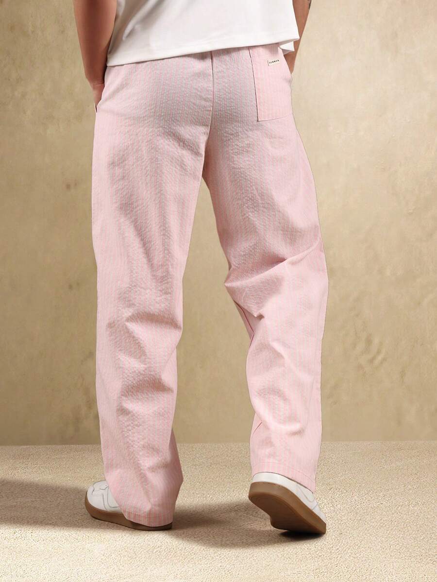 SUMWON Pantalones anchos a rayas para estar por casa, informales, holgados, con cordón, estilo skater, cómodos, para primavera y otoño