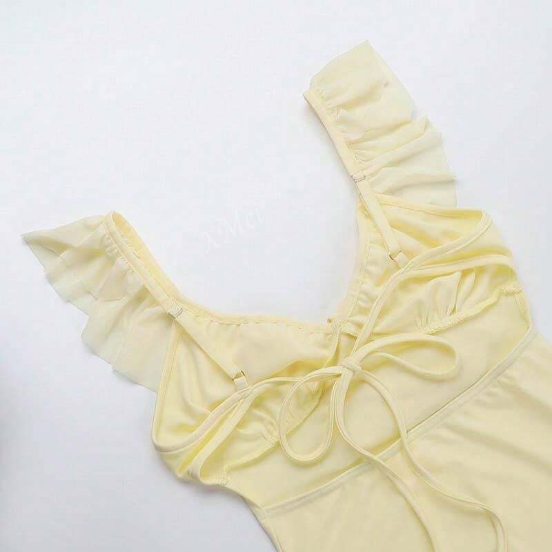 Vestido minimalista sexy con volantes y cordones, ajustado y elástico.
