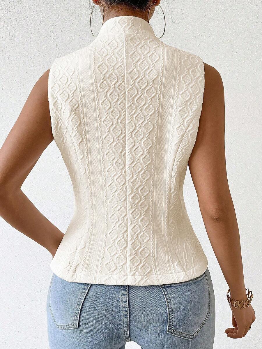 Chaleco de traje de botonadura sencilla para mujer de RosyDaze