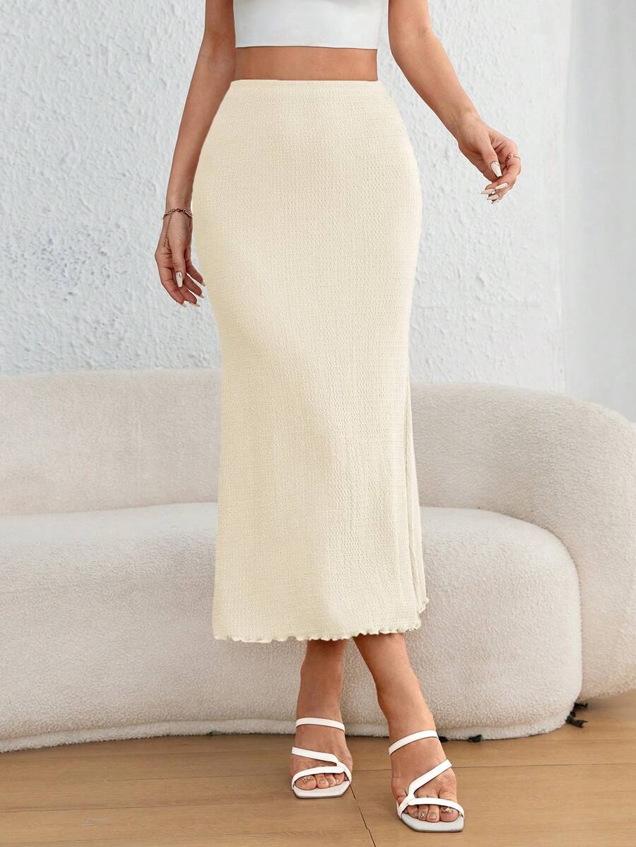 Falda negra con dobladillo de sirena liso para mujer Firerie