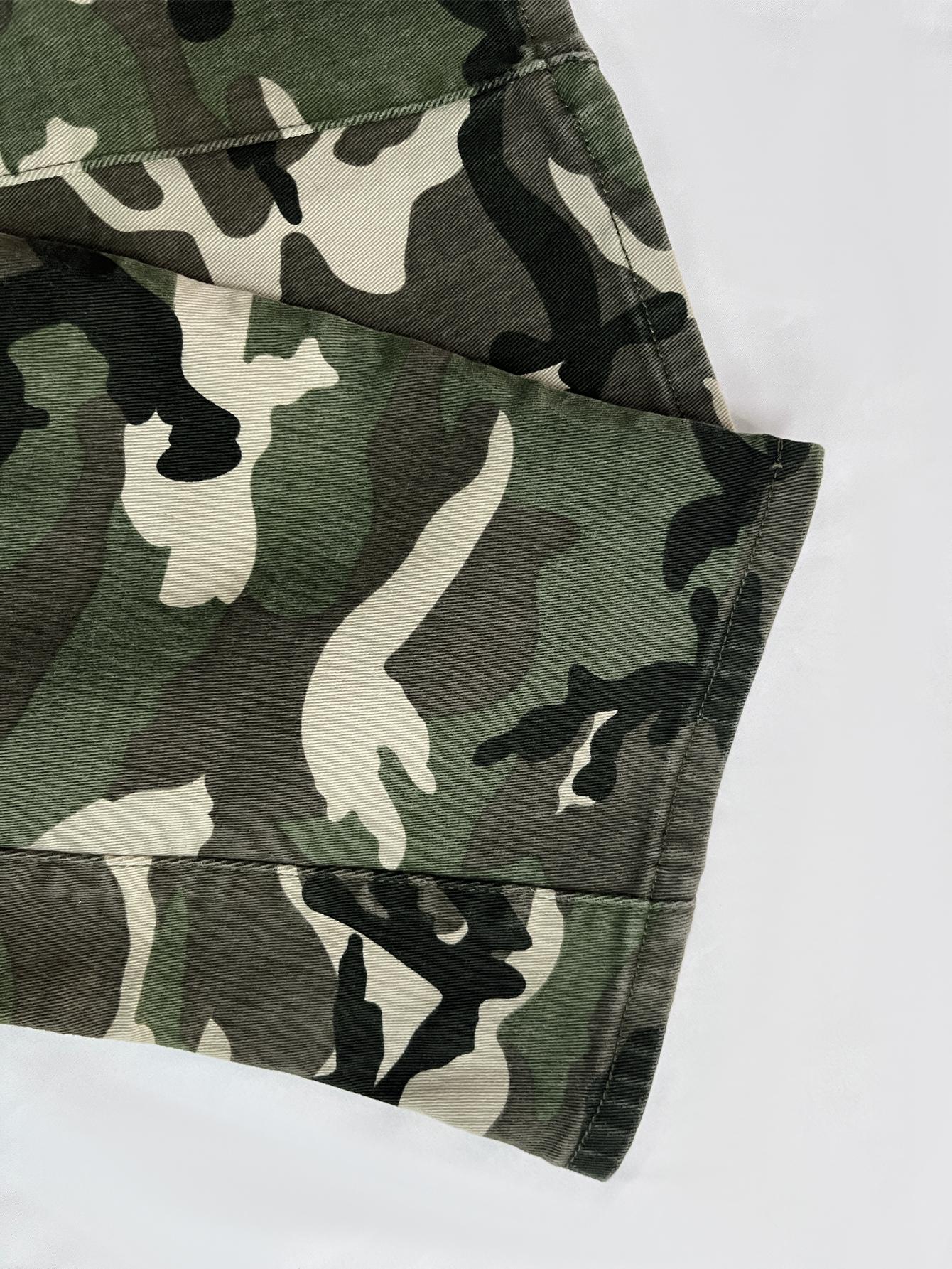 Vaqueros casuales de pierna ancha con camuflaje y bolsillo cargo para mujer TECCULI ICON