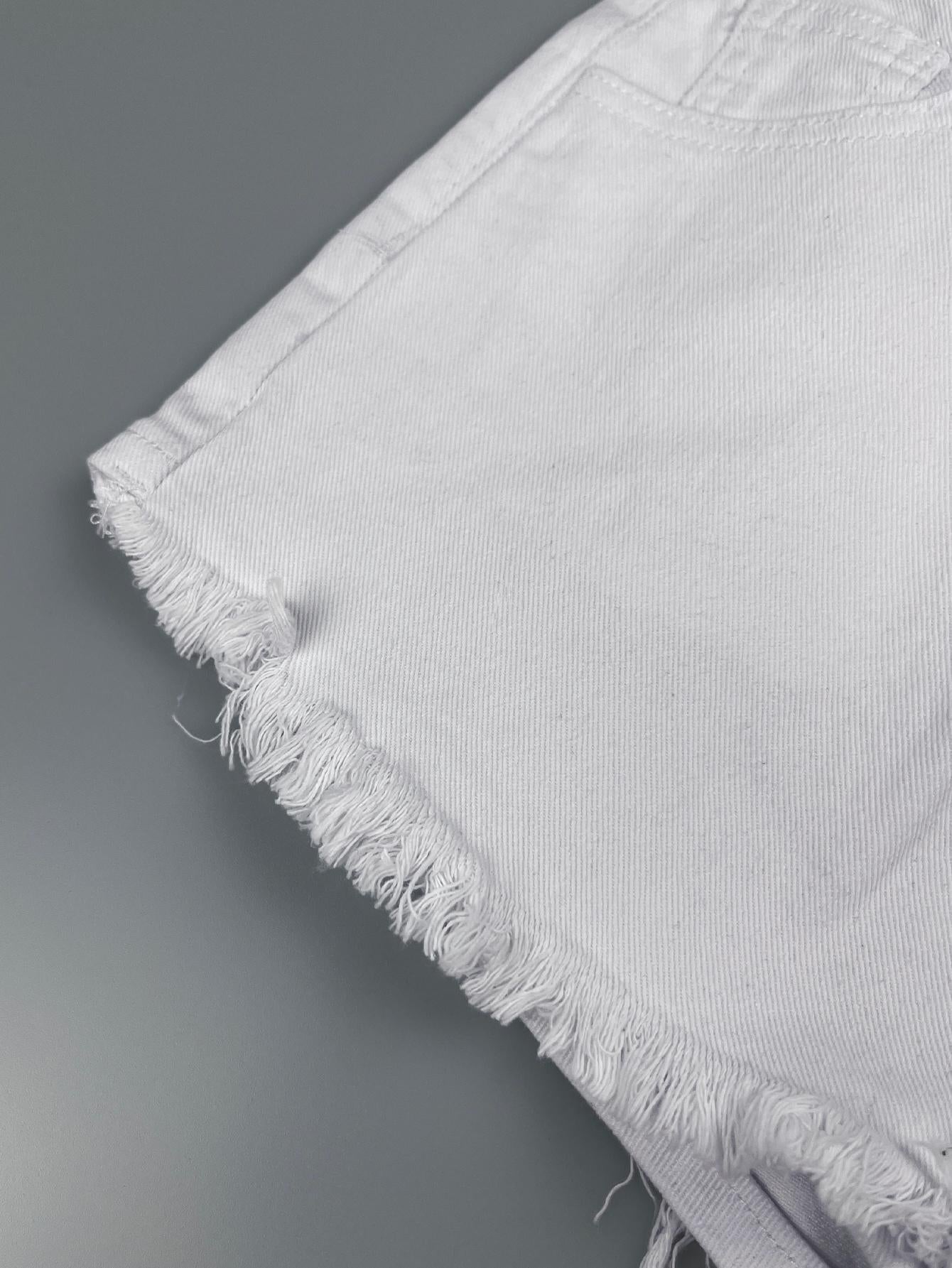 Falda pantalón vaquera informal TECCULI ICON para mujer con bolsillos desgastados y dobladillo sin rematar