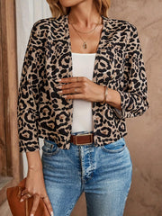 Suéter tipo cárdigan informal con estampado de leopardo y botones para mujer de TECCULI EMERY ROSE, otoño, manga larga