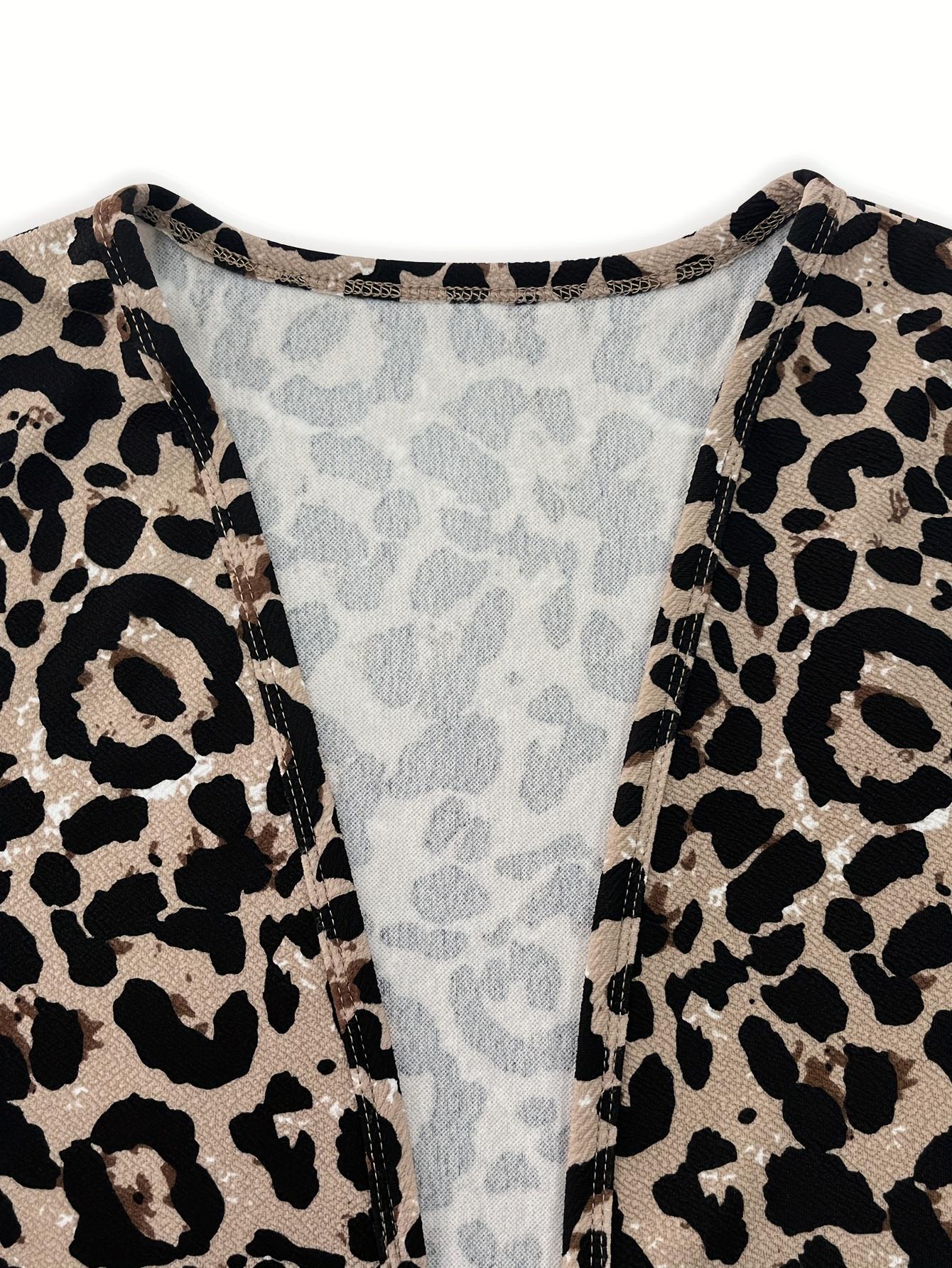 Suéter tipo cárdigan informal con estampado de leopardo y botones para mujer de TECCULI EMERY ROSE, otoño, manga larga