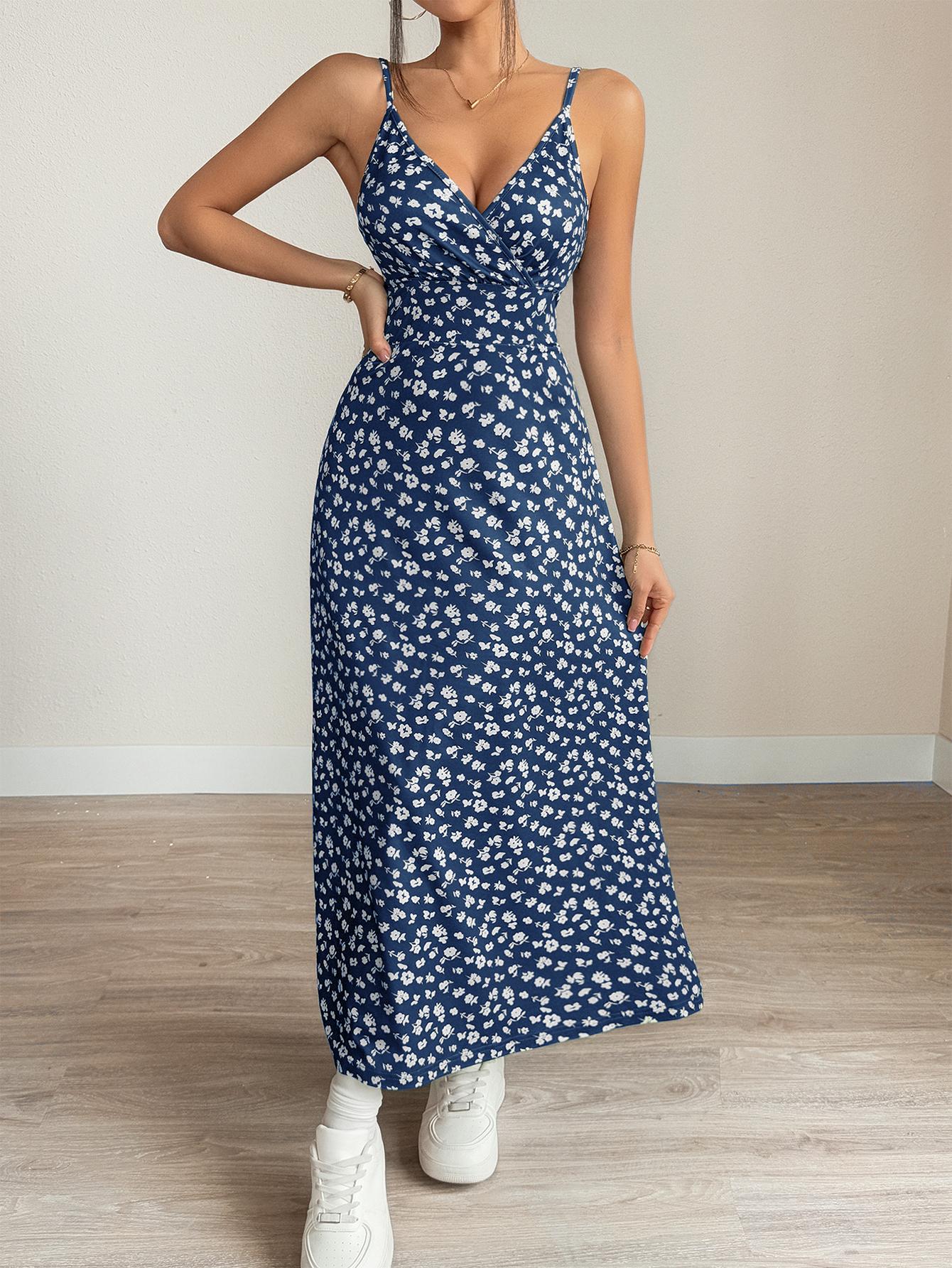 Vestido camisola cruzado sin espalda con estampado floral de TECCULI VCAY