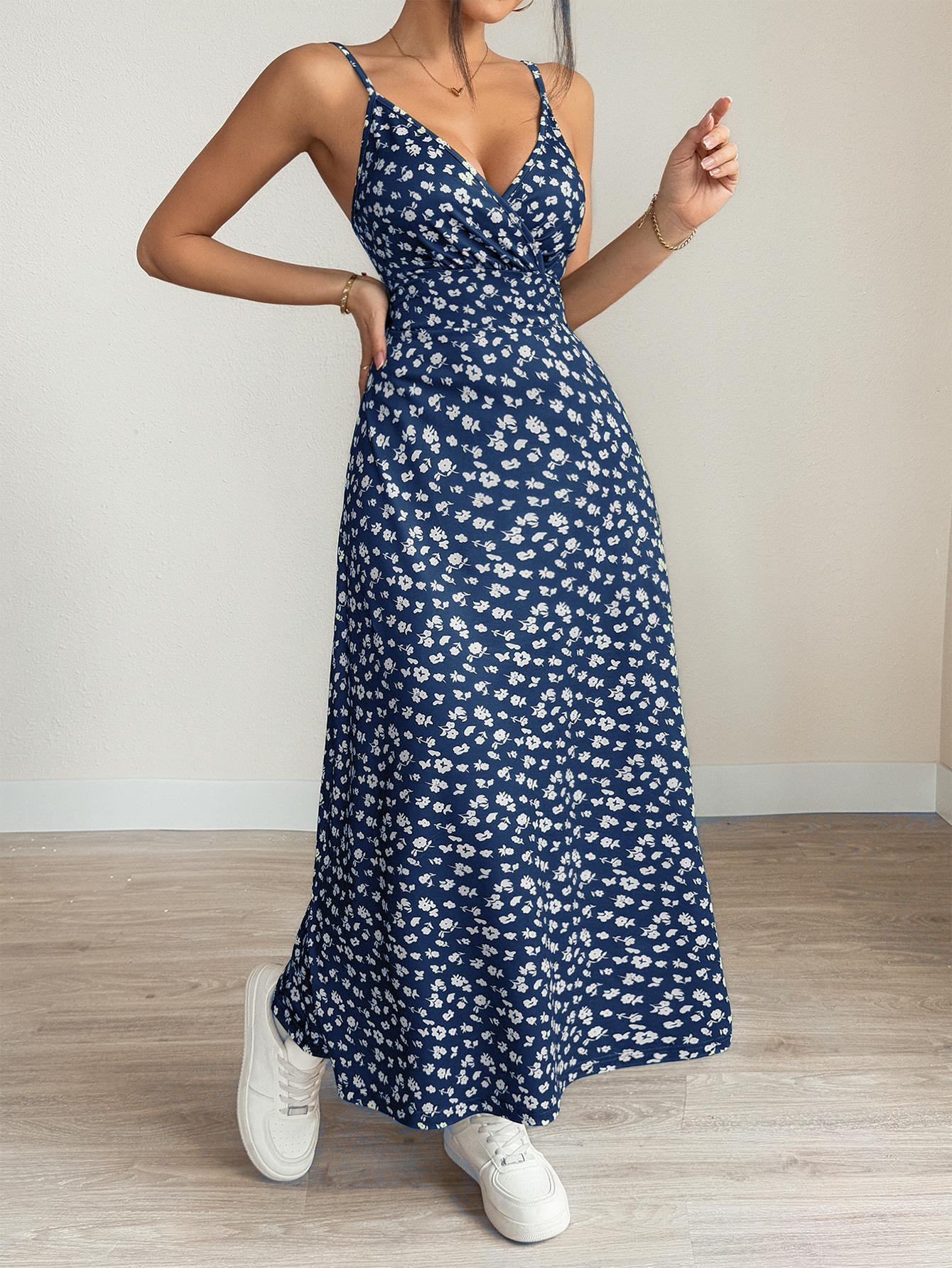 Vestido camisola cruzado sin espalda con estampado floral de TECCULI VCAY