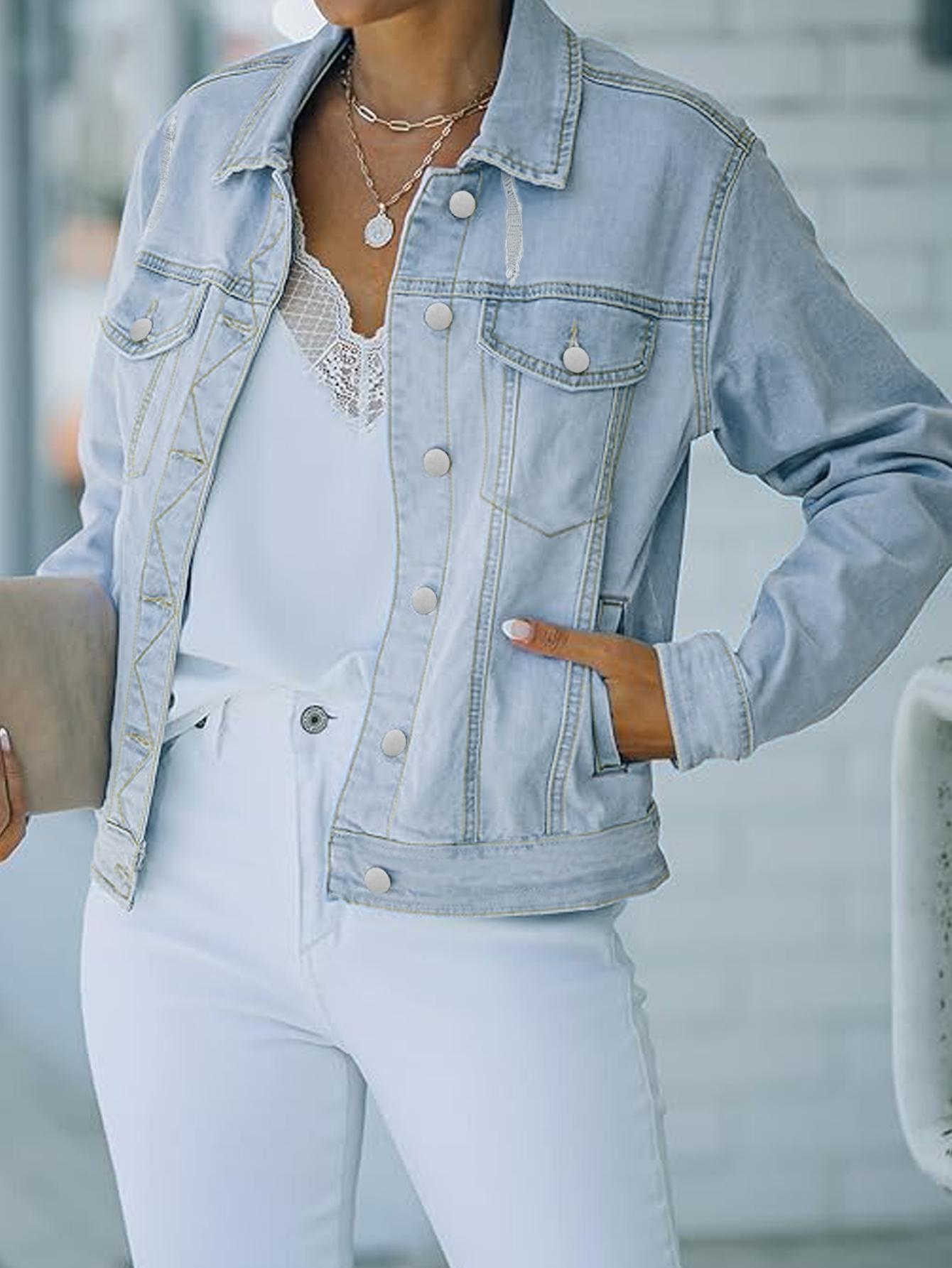 Chaqueta vaquera con botones delanteros y lavado claro TECCULI Essnce