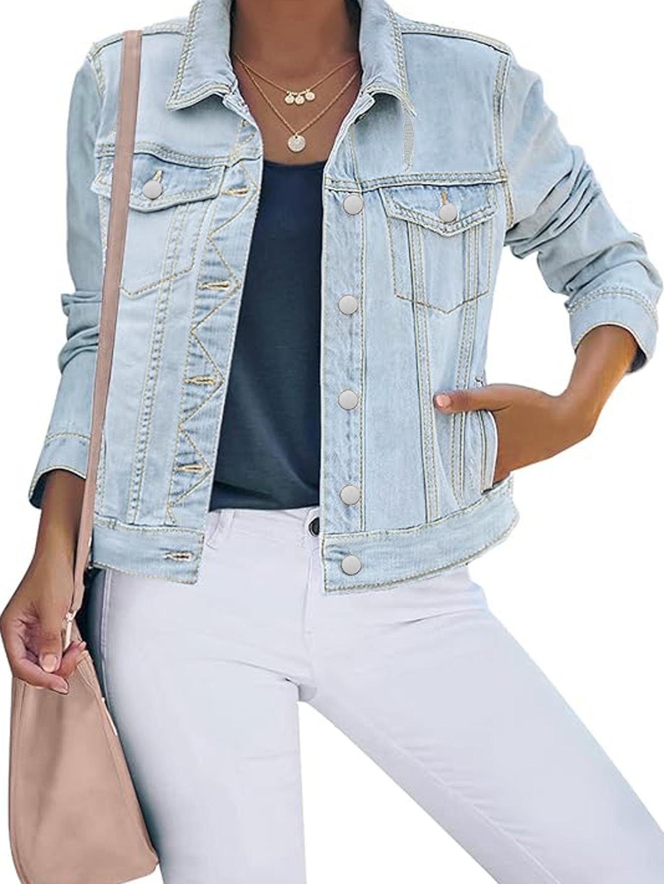 Chaqueta vaquera con botones delanteros y lavado claro TECCULI Essnce