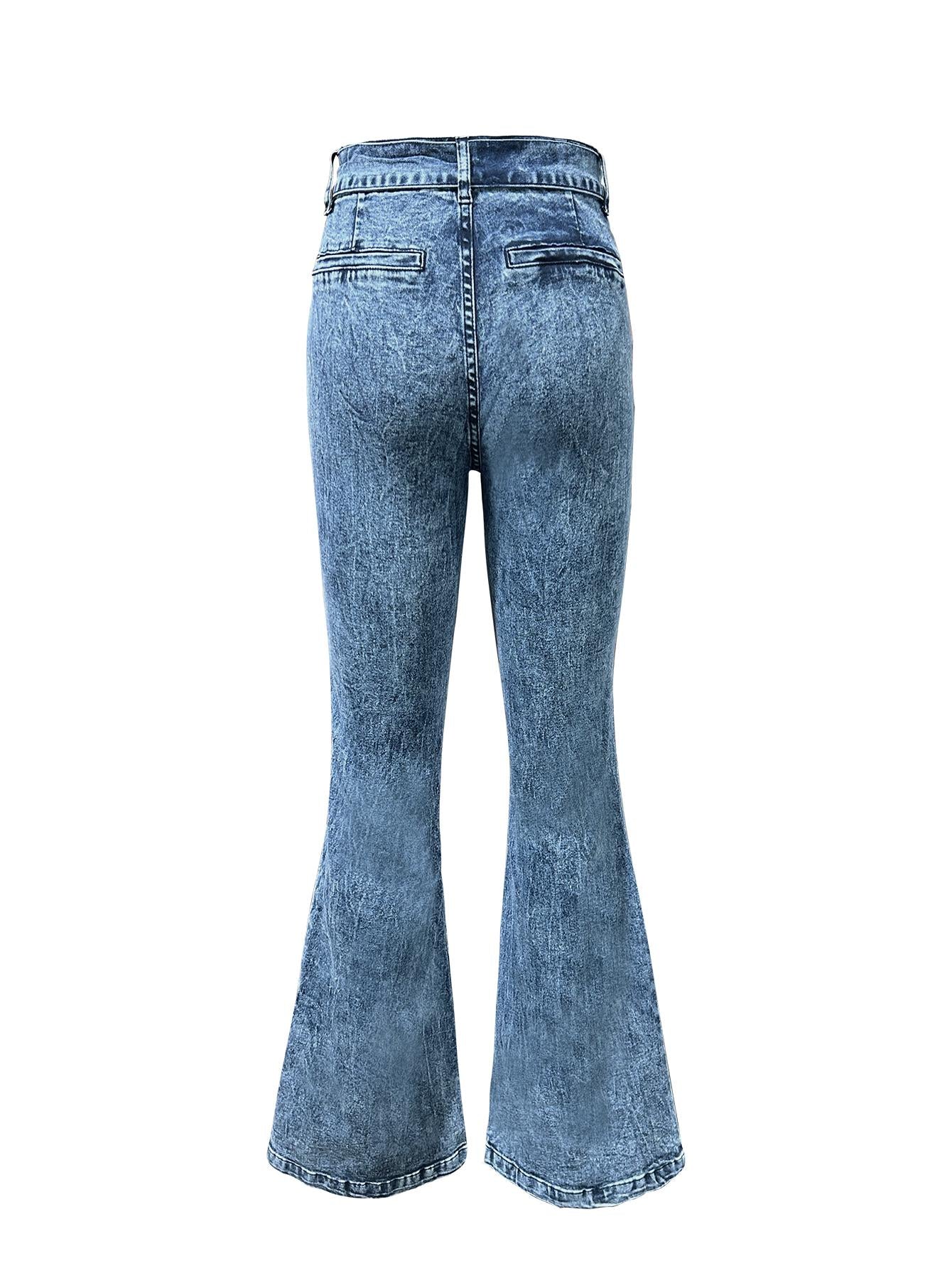 Vaqueros retro TECCULI de pierna ancha para mujer, primavera y otoño 2025. Nuevos pantalones largos rectos de cintura alta y microacampanados.