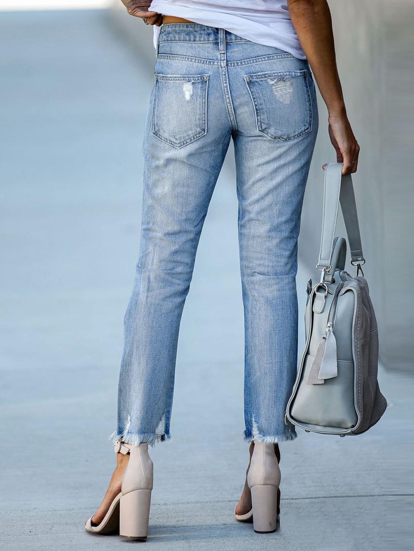 Jeans Mom cónicos TECCULI para mujer | Denim desgastado con elasticidad en 4 direcciones, pantalones largos de cintura alta para uso diario