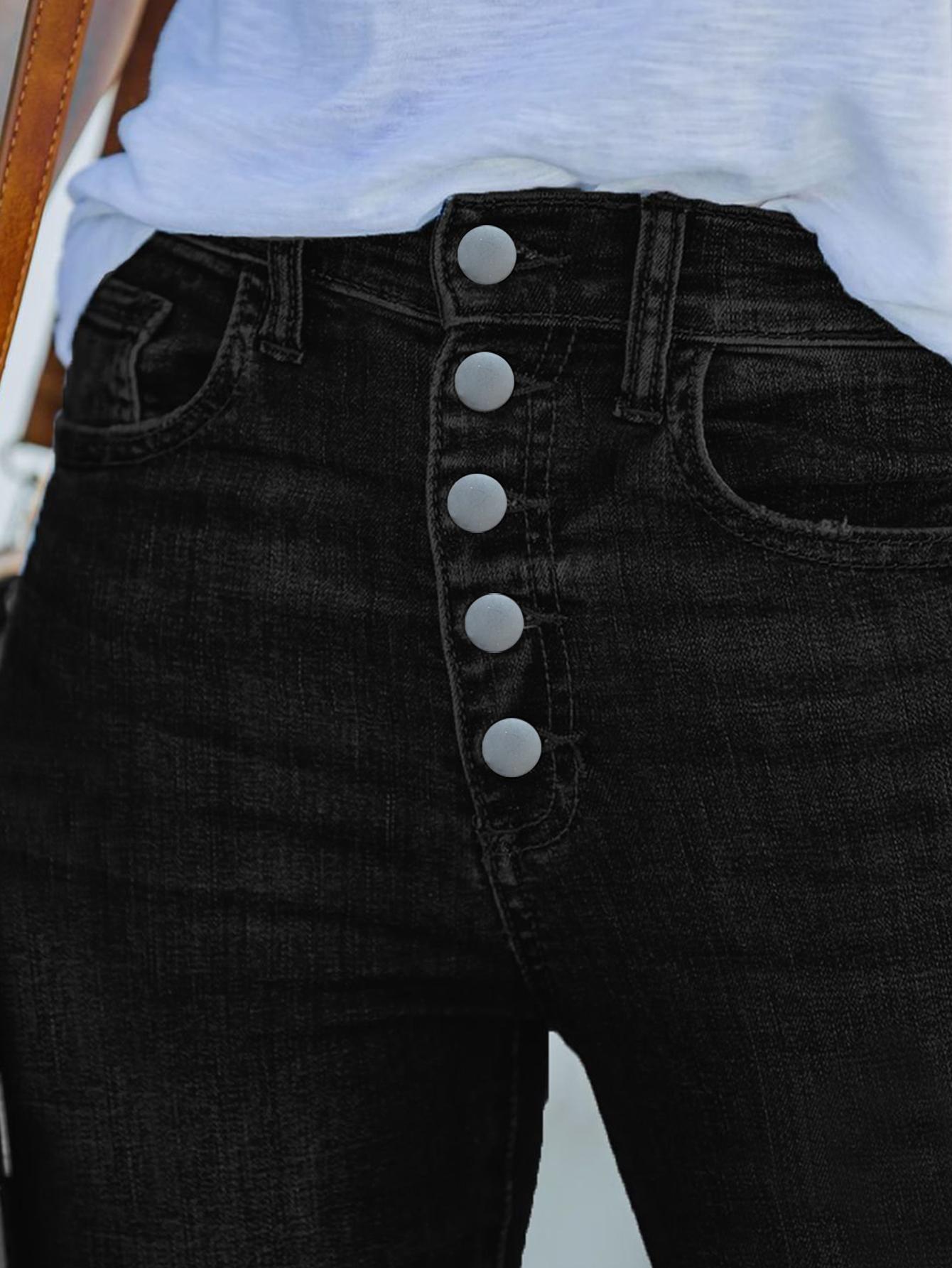 TECCULI Women's Black Bell Bottom Jeans for Women High Waisted Flare Jeans Womens Ripped Stretchy Bell Bottoms Pants
