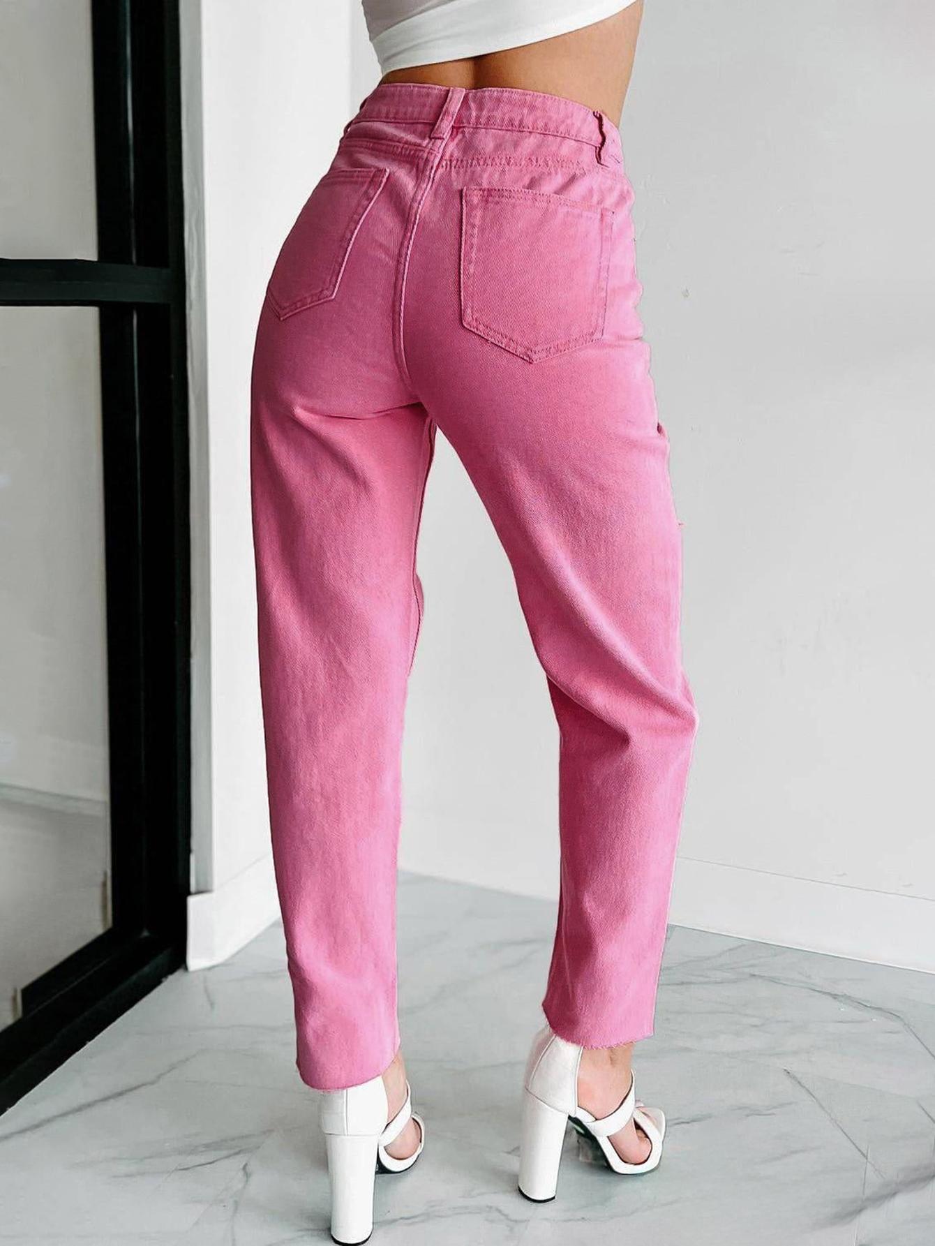 Ropa TECCULI para mujer, pantalones vaqueros rectos de cintura alta con estilo europeo y americano.