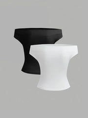 TECCULI Sweetra Top fruncido liso con hombros descubiertos (3 piezas)