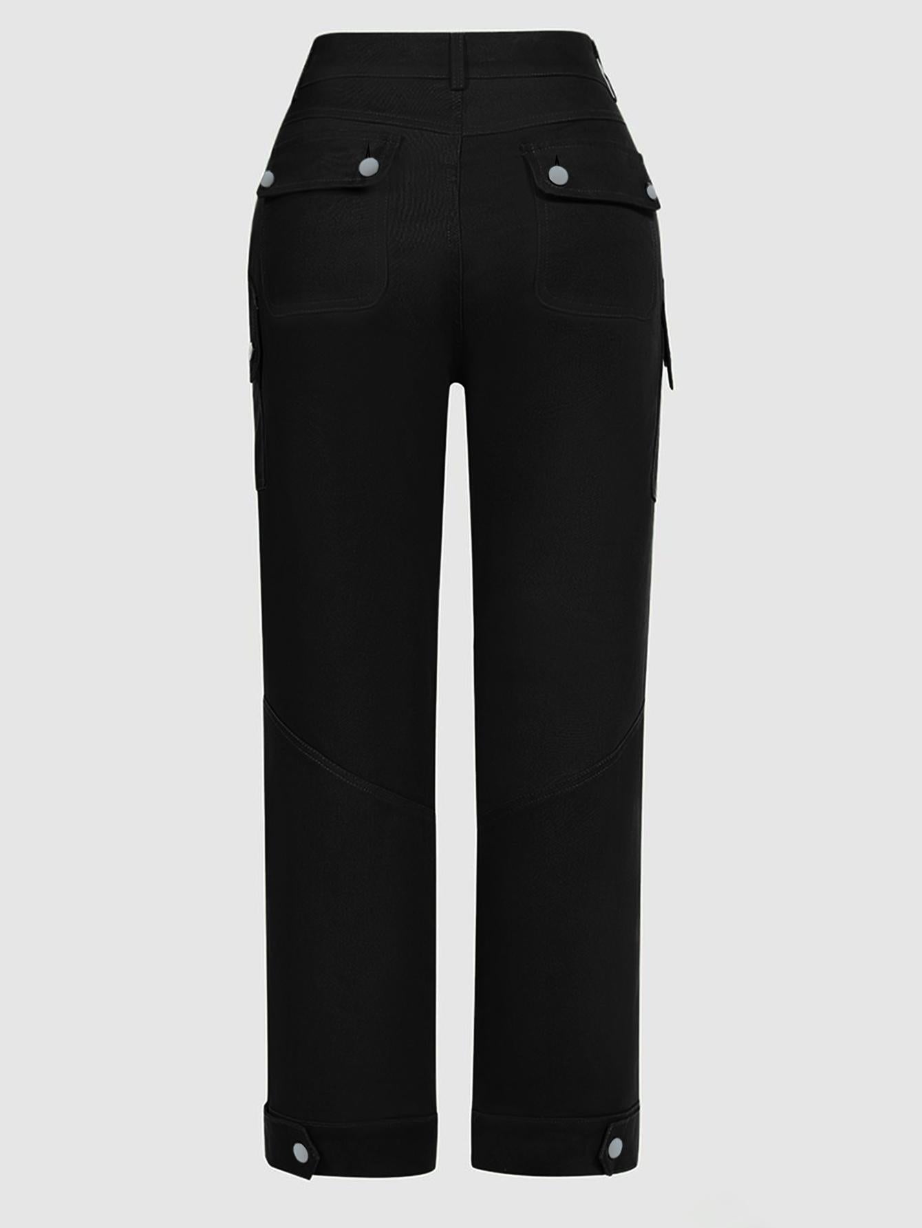 Pantalones TECCULI Lumivelle de tejido elástico para mujer con bolsillos y botones metálicos. Elegantes, sexys, para oficina y casuales, de corte ajustado para primavera, verano y otoño.