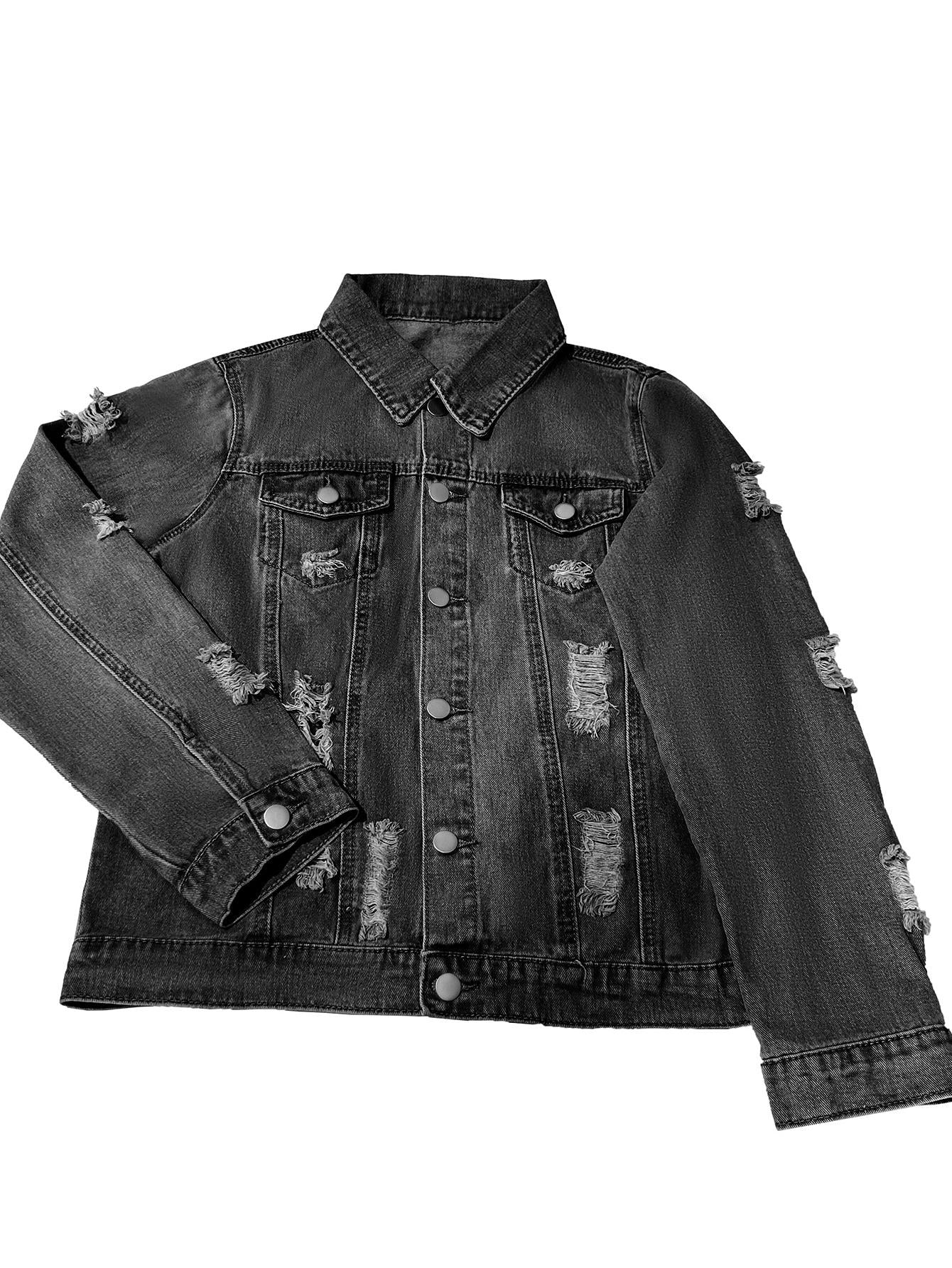 Chaqueta vaquera informal desgastada con botones TECCULI para mujer, otoño